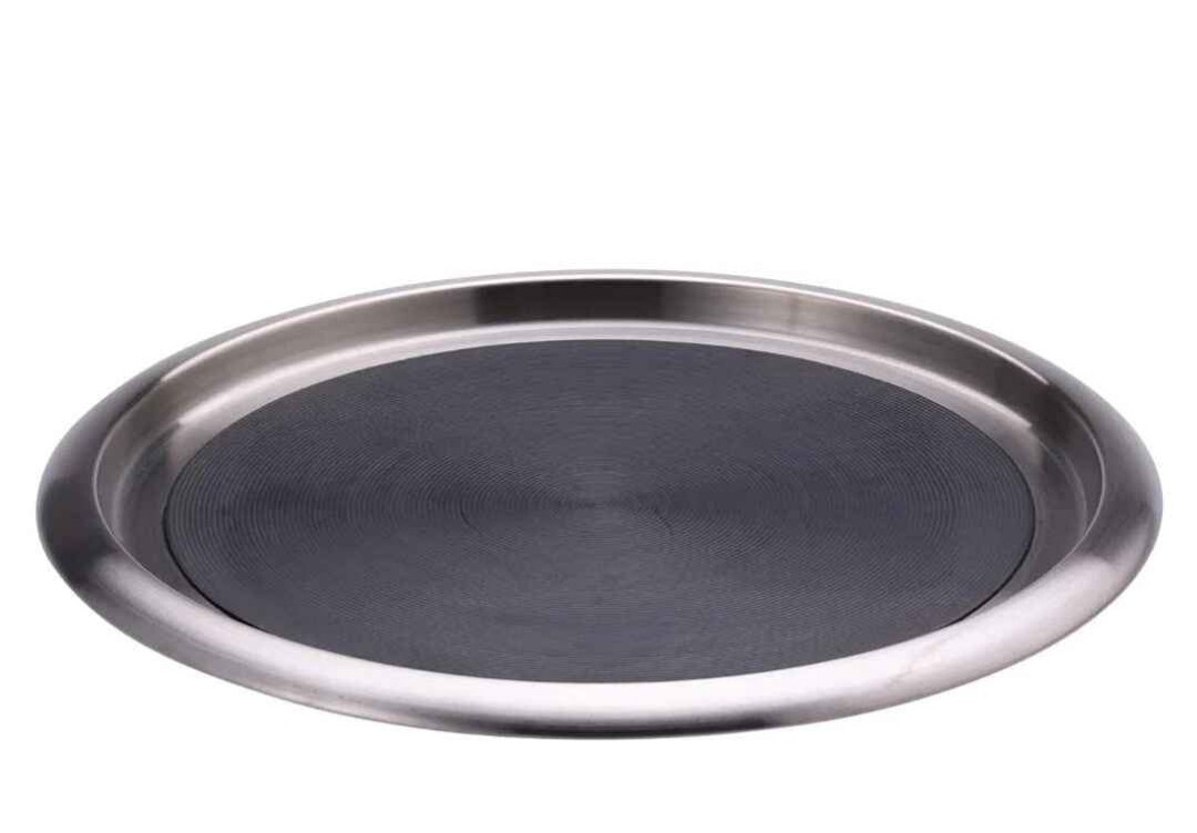 Tray With Top And Bottom Built In Nonslip Rubber Inserts 12″ Round Stainless