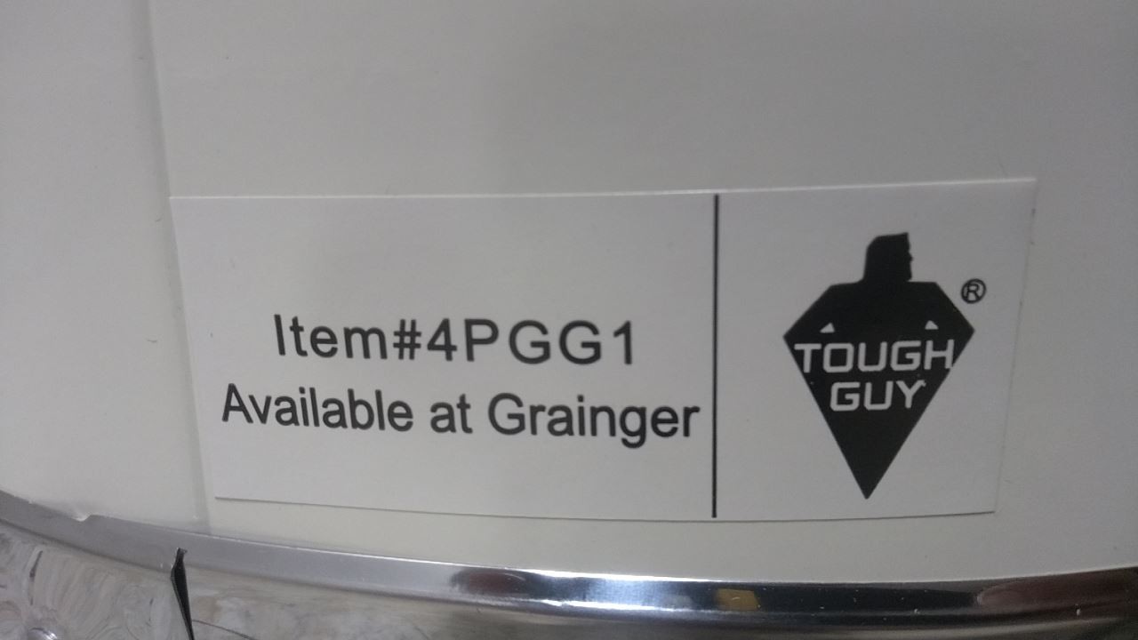 Tough Guy 4PGG1 15 Gal Cap White Steel Fire-Resistant Trash Can