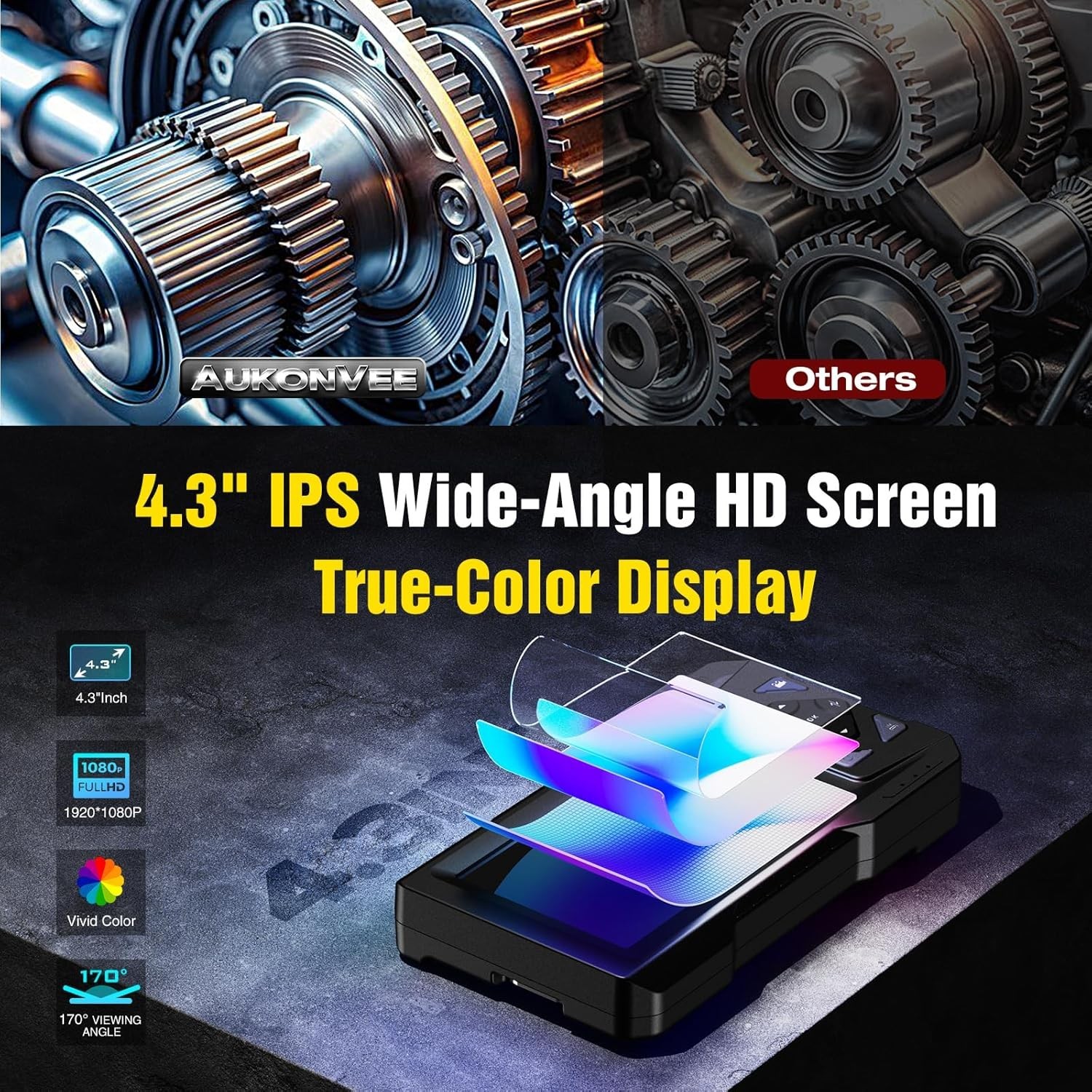 Industrial Endoscope Camera 1080P HD 4.3» Screen Borescope Inspection Camera US