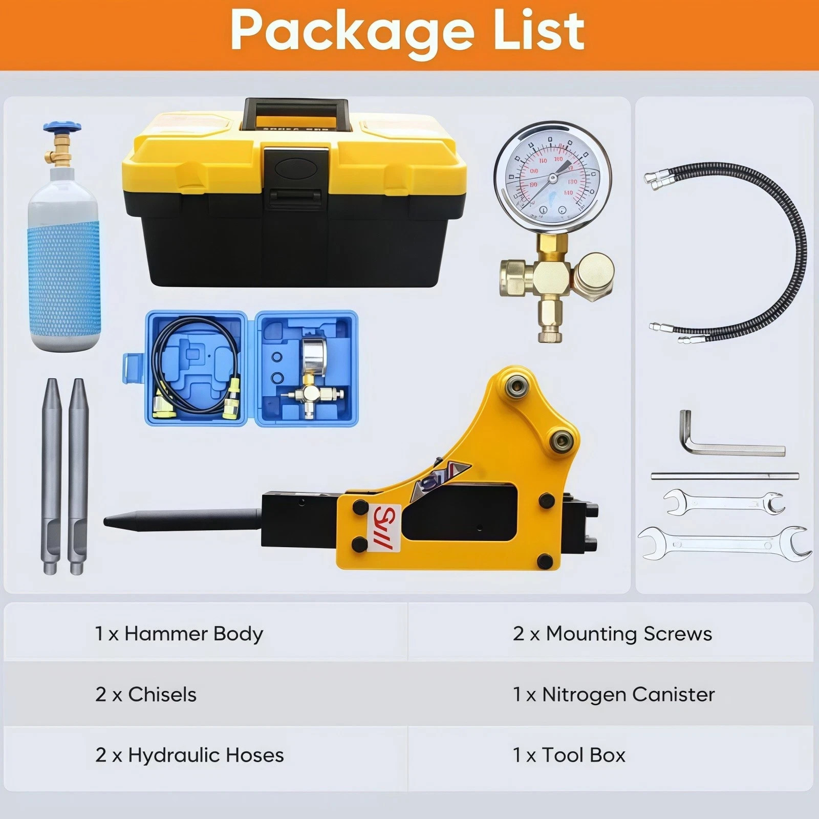 Hydraulic Breaker Hammer For 0.8-2.0Ton Mini Excavator Attachment Free Shipping