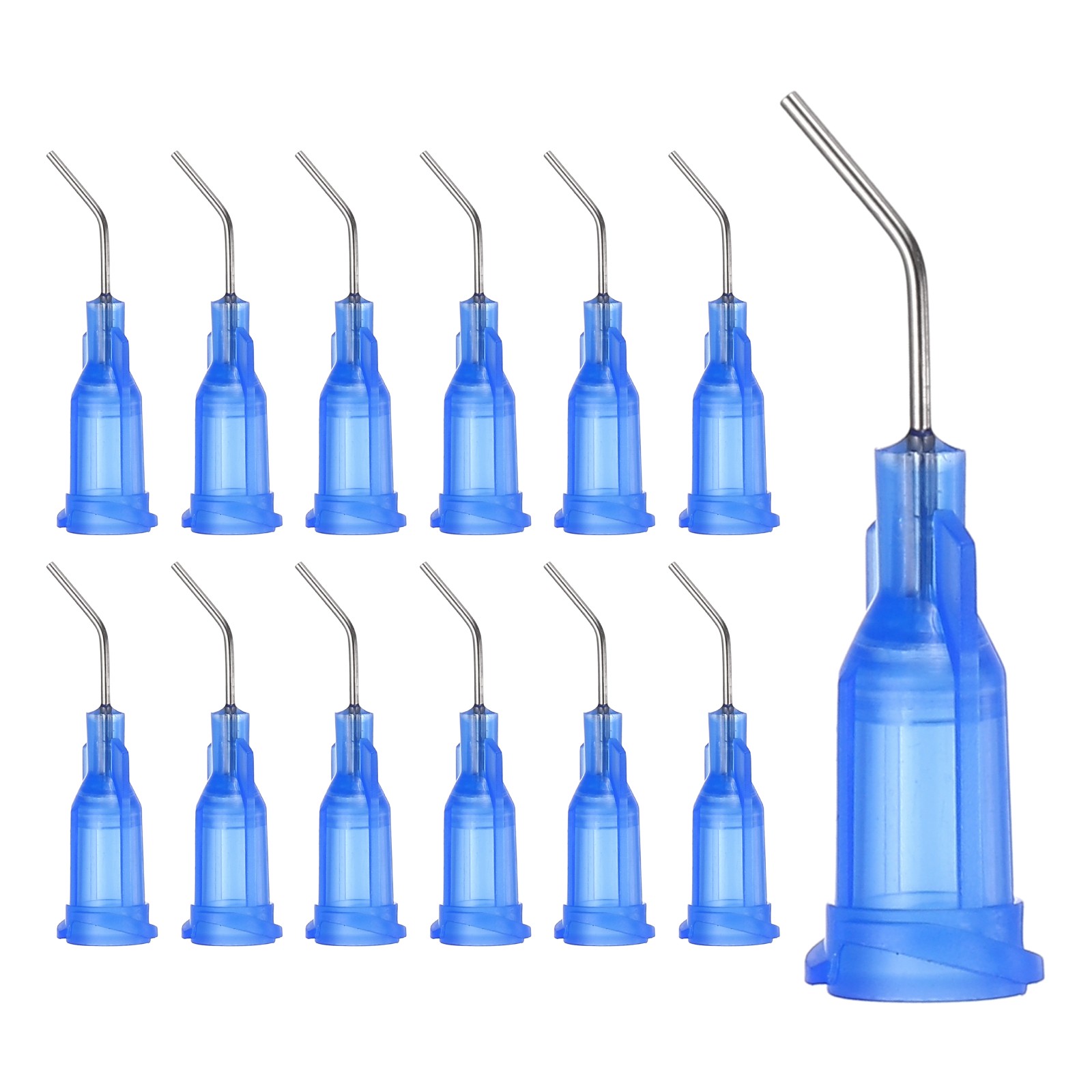 25Pcs 0.5Inch 22Ga 45° Angled Dispensing Needles, Blue