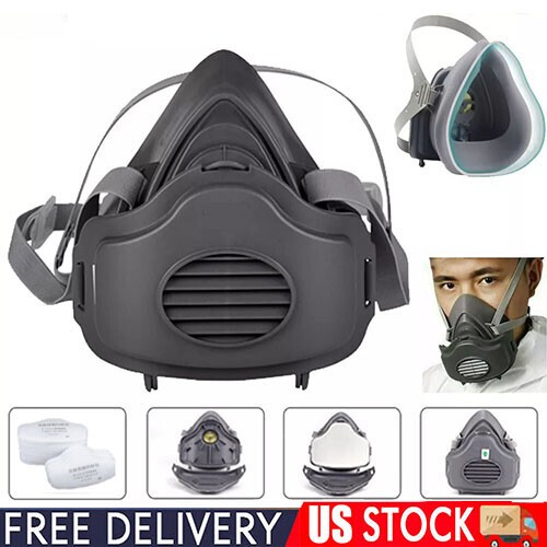 Safety Gas Mask Respirator Half Face For Painting Spraying Facepiece +20 Filters