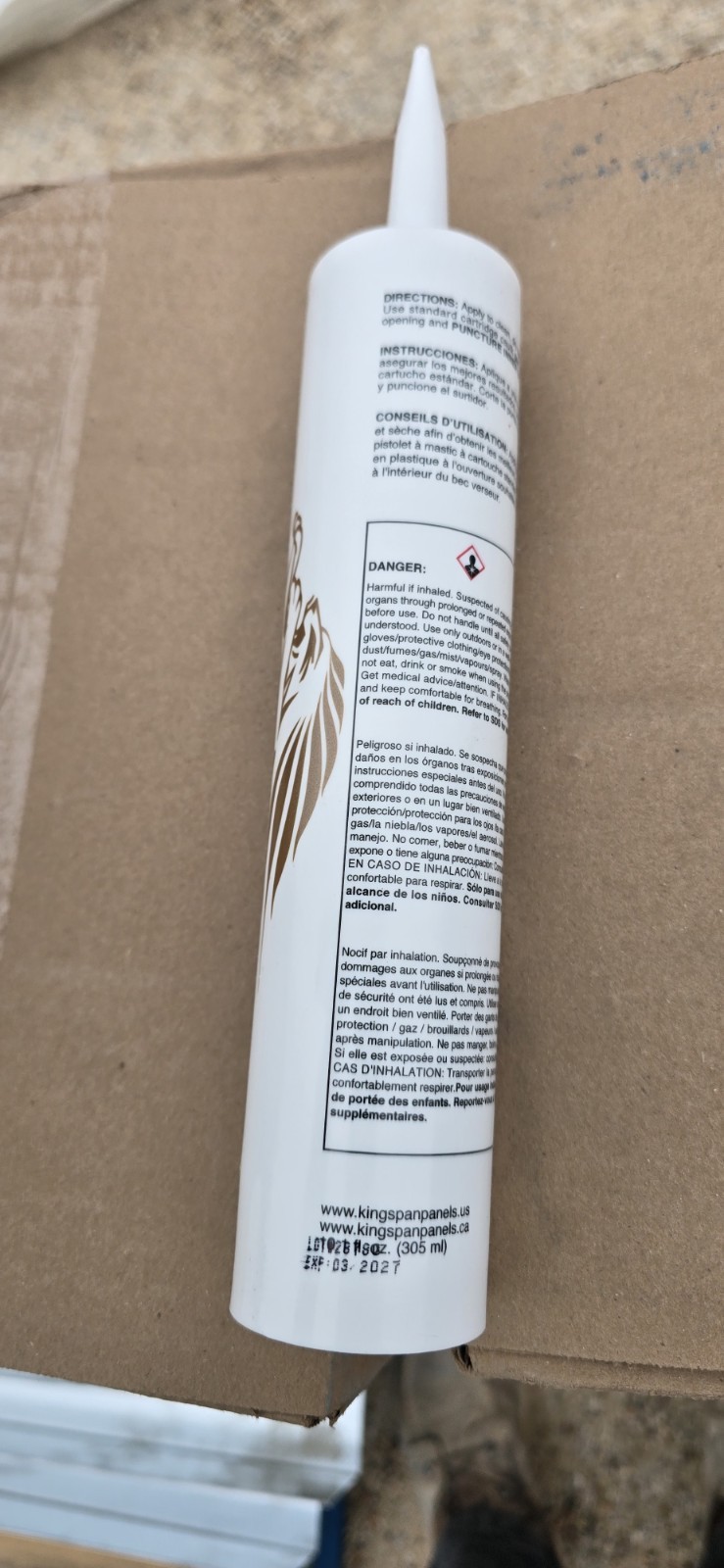 Kingspan White Butyl Sealant, Non-Skinning, 30-Pack, Expires 03/2027