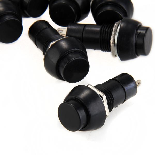 5x Black Push Button ON/OFF Bolt-On Switch Latching Round Circle Car DC 5A 12V