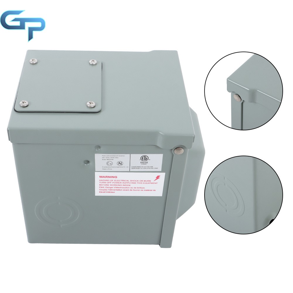 Outdoor Electrical Outlet Box Dual 20Amp GFCI Receptacle Weatherproof 3R Cover