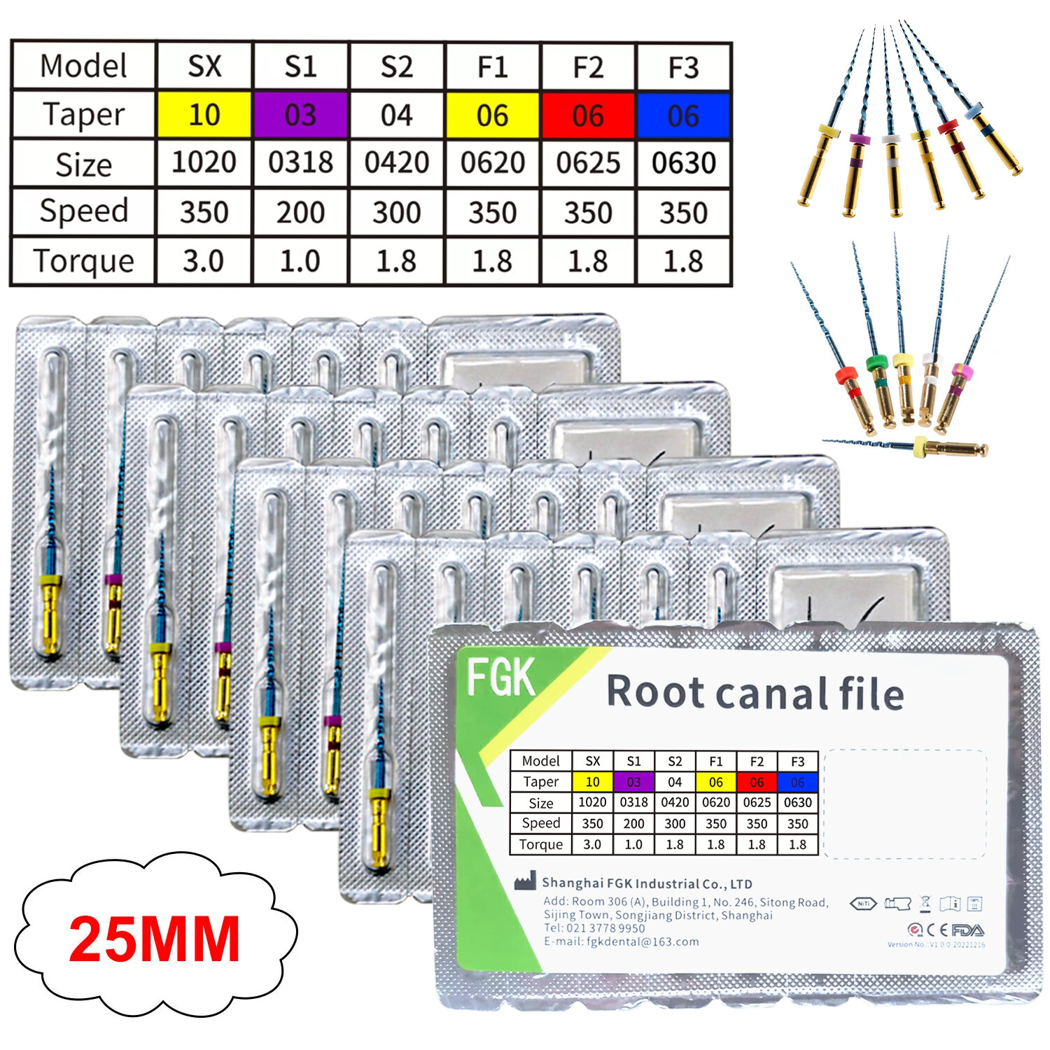 21/25MM NITI Dental Reciprocating Endodontics Files Engine Use Root Canal Files