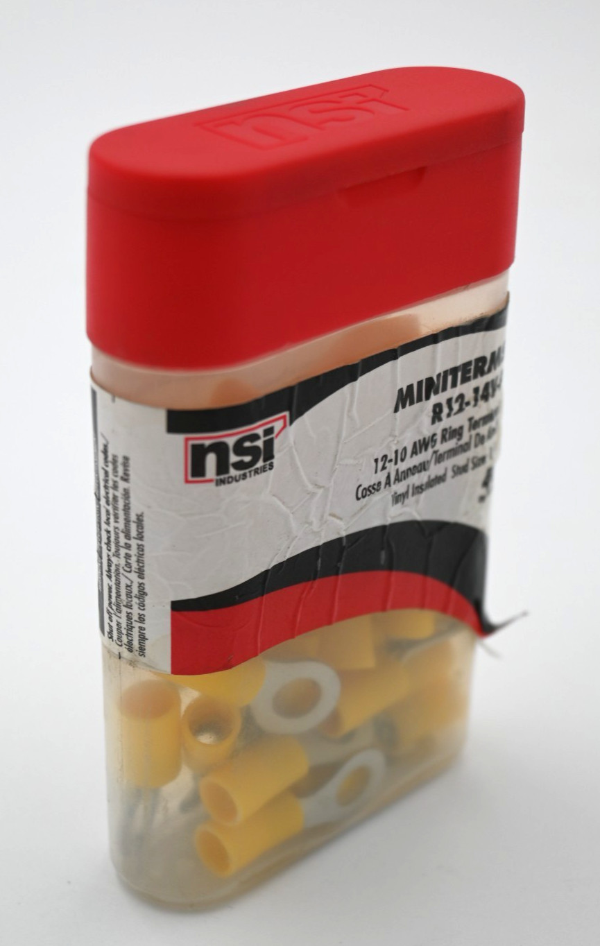 NSI R12-14V-P MINITERMS VINYL-INSULATED 12-10 AWG RING TERMINALS 1/4″ 40PCS