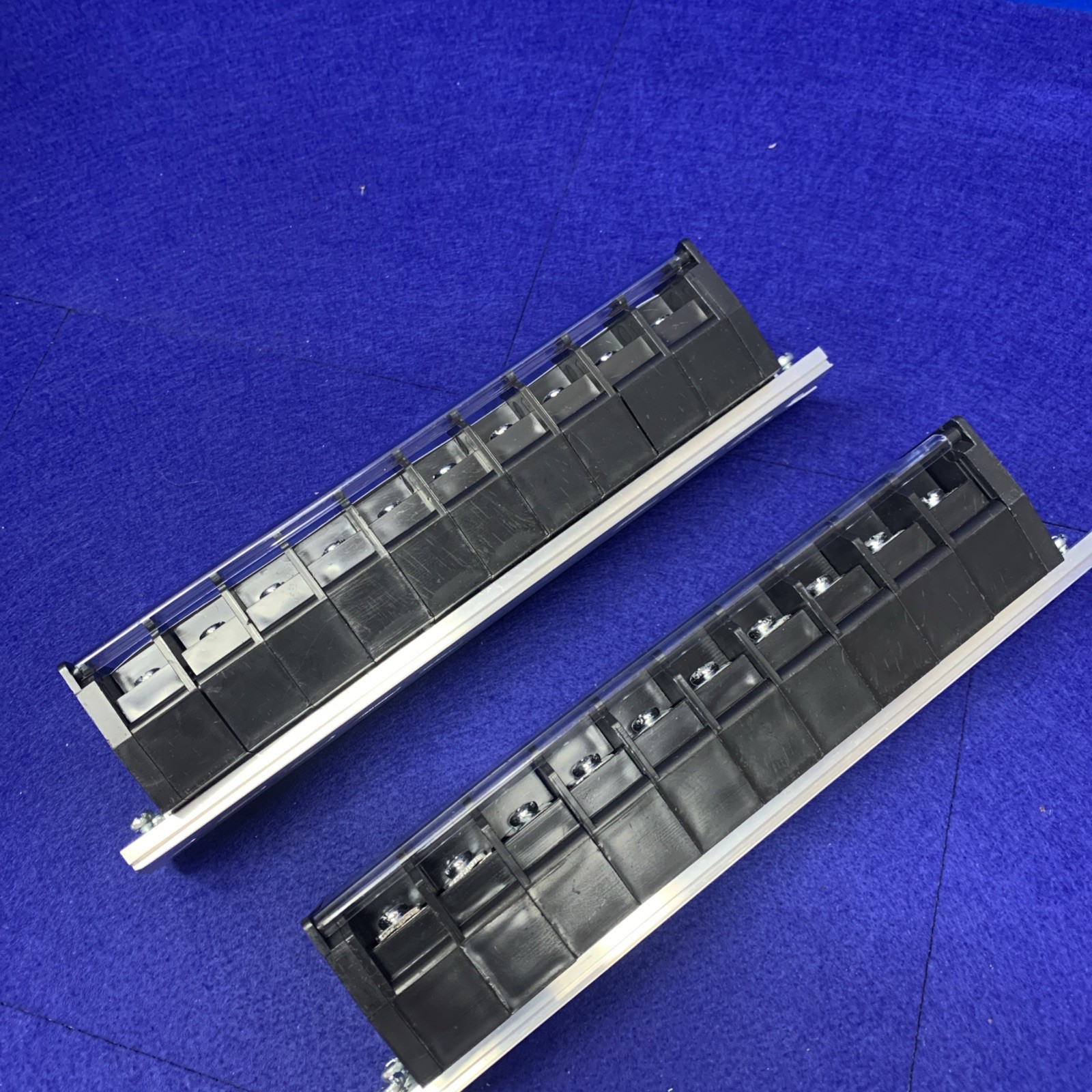 🔥2x Barrier Terminal Strip Block 660V 60A Dual Row 10P DIN Rail Base
