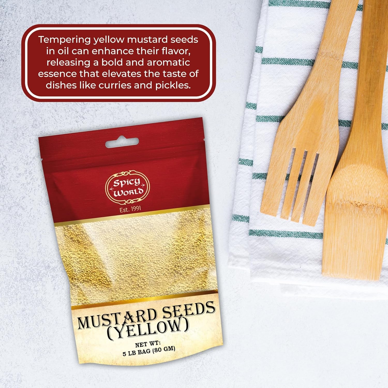 Yellow Mustard Seeds Bulk, 5-Pounds