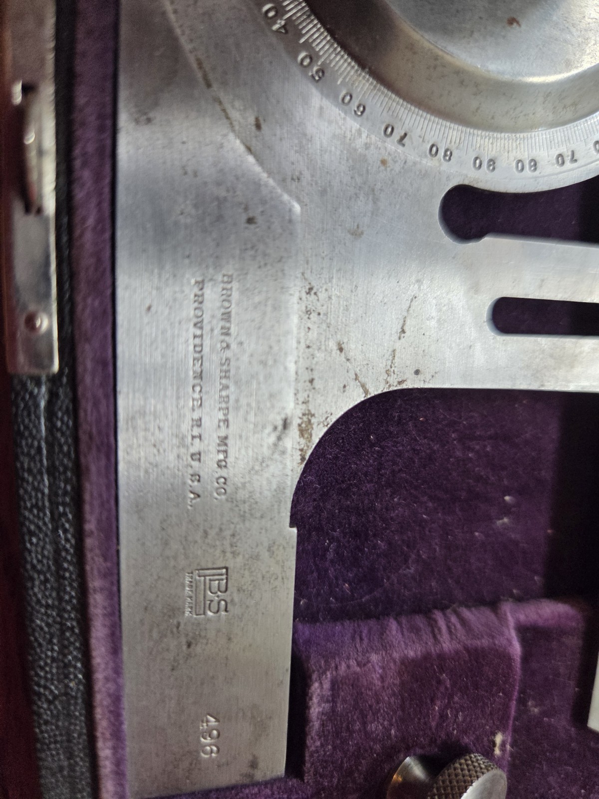 Vintage Brown & Sharpe No. 496 Vernier Bevel Protractor