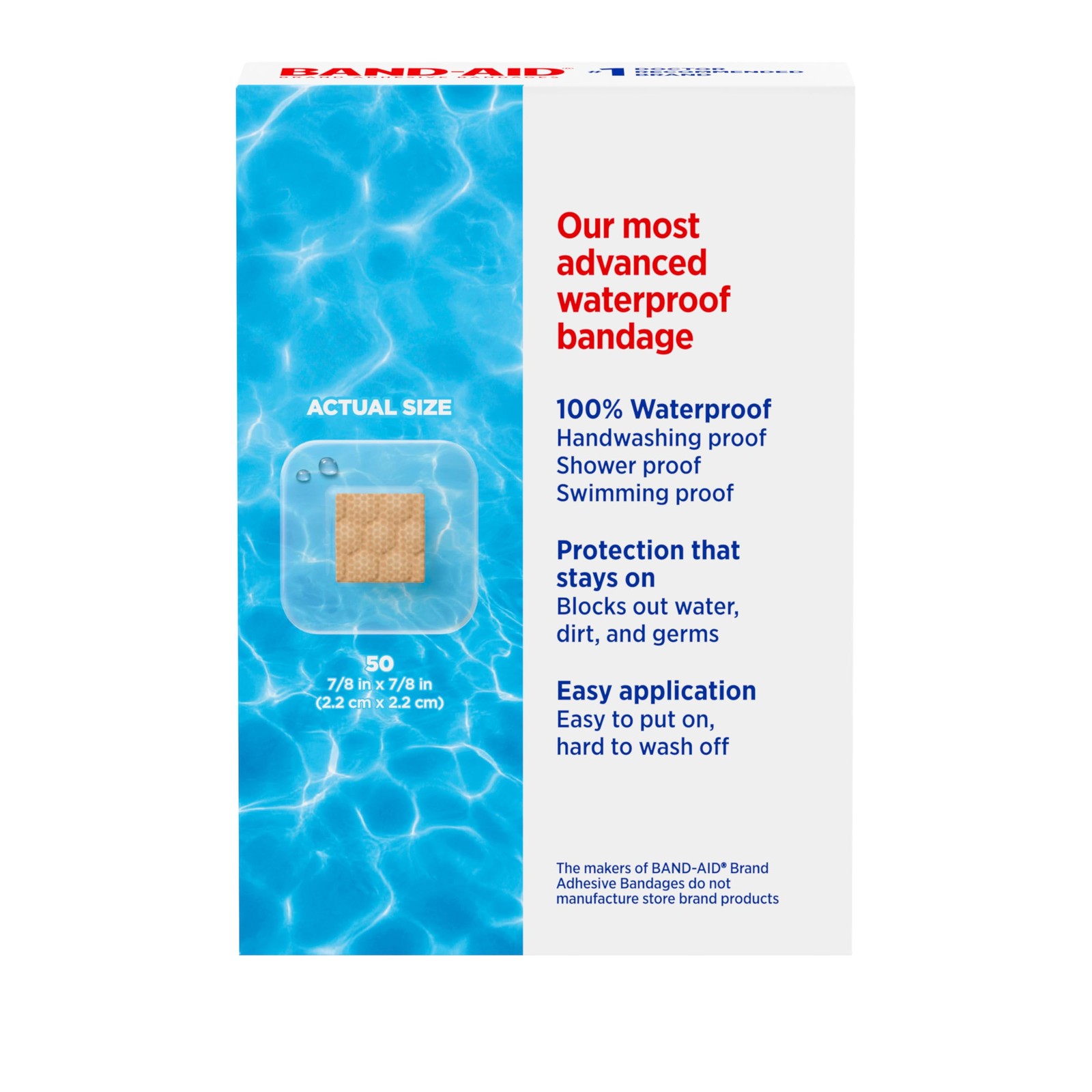 BAND-AID Brand Waterproof Clear Spot Adhesive 50 Count (Pack of 1),