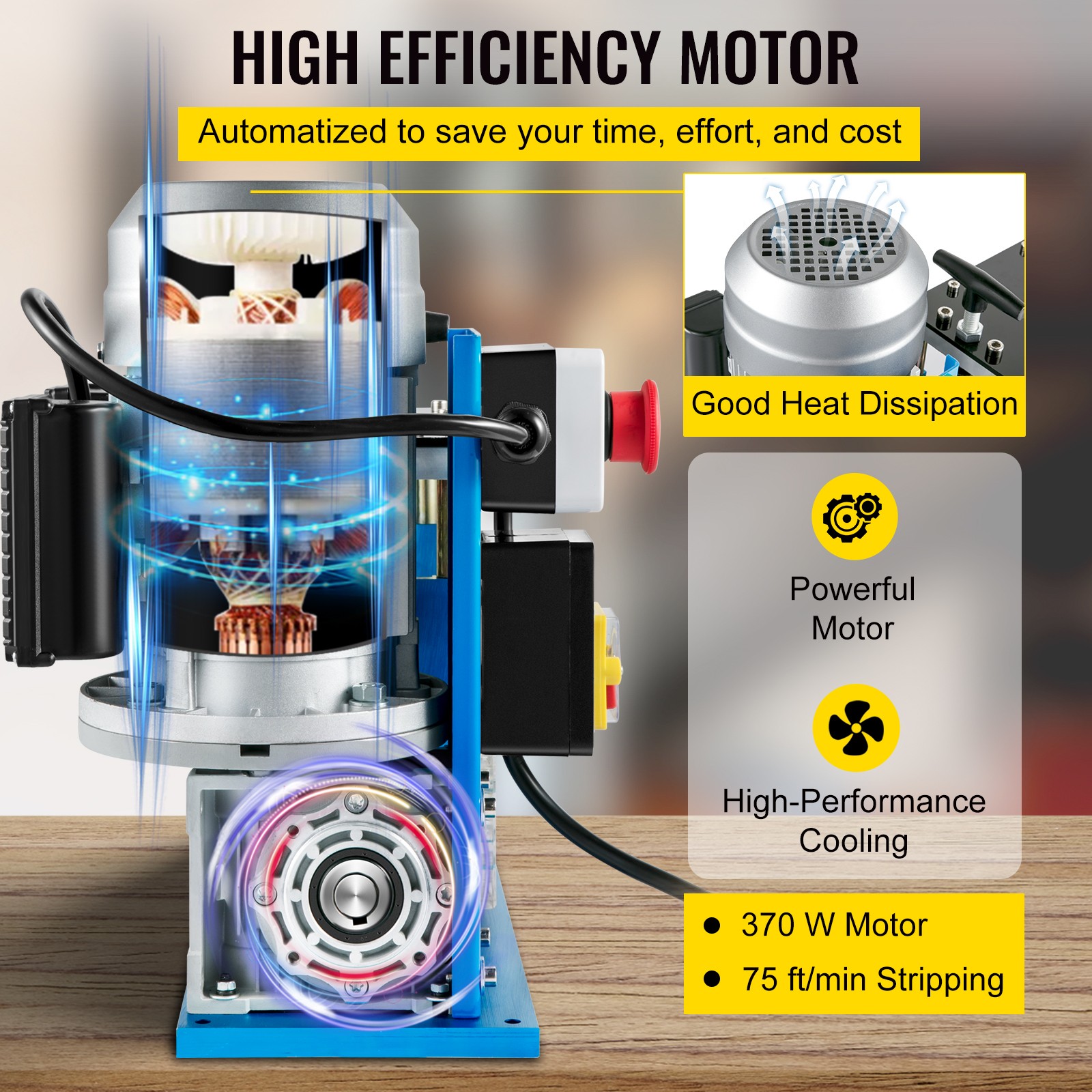 VEVOR 0.06-1.49inch Electric Wire Stripping Machine Power Wire Stripping Machine