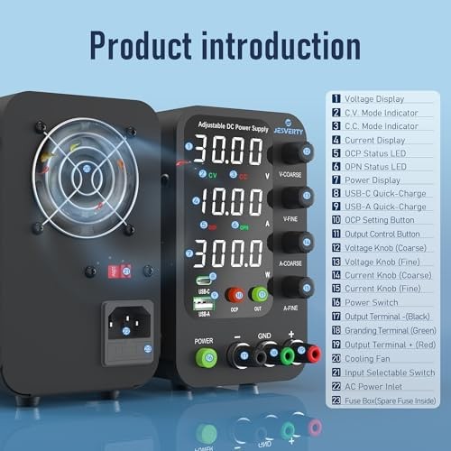 DC Power Supply Variable, 0-32V 0-10A Switching Bench Power Supply with 20W U…