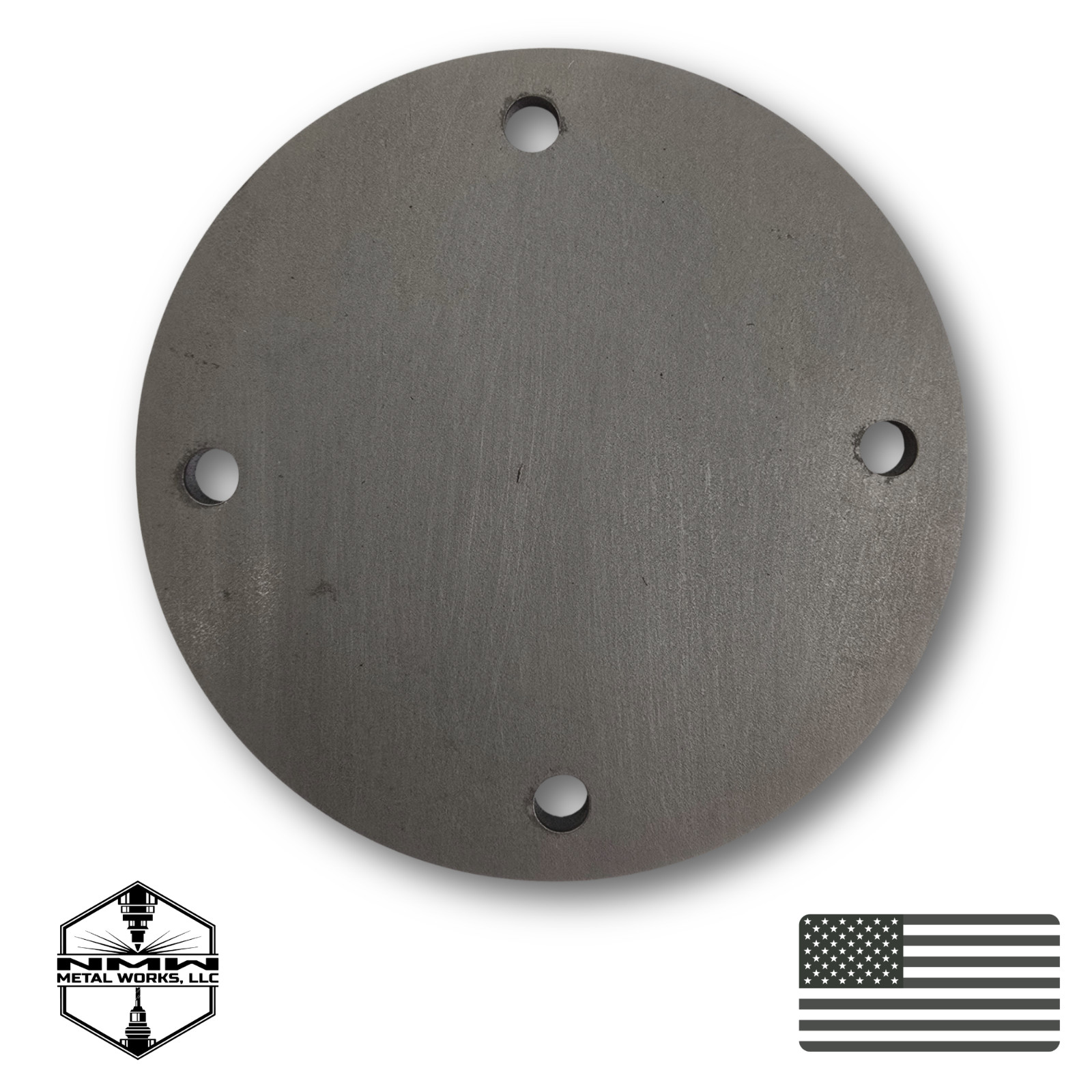 A36 Steel Round Base Plates w/ 4 Holes – Multiple Sizes – Made in USA
