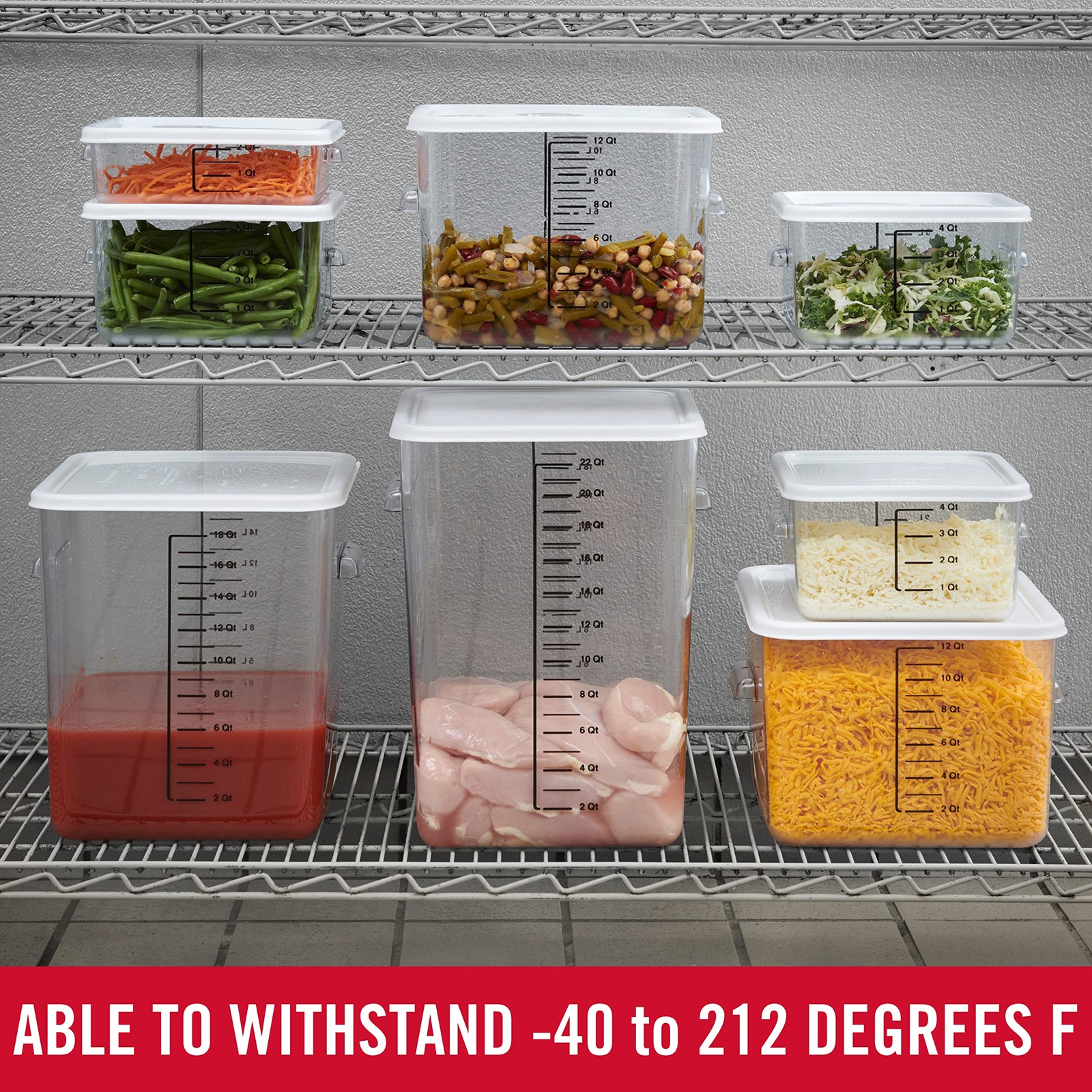 Commercial Products Space Saving Square Food Storage Container 12 Quart Clear…