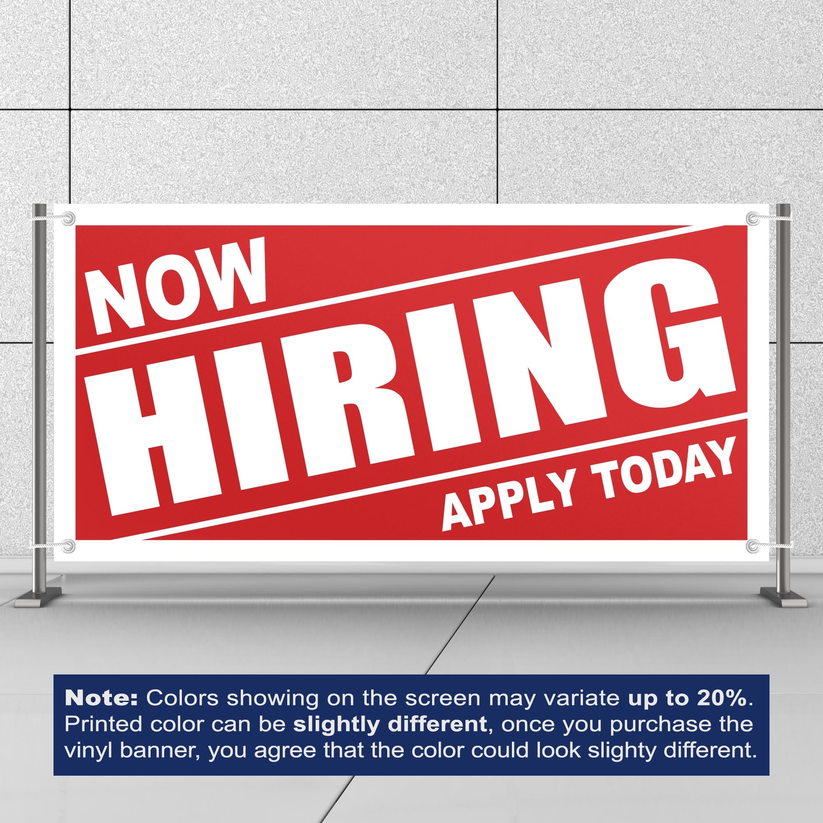 Now Hiring 13 oz HD Vinyl Banner Outdoor/Indoor Business Sign w/ Metal Grommets