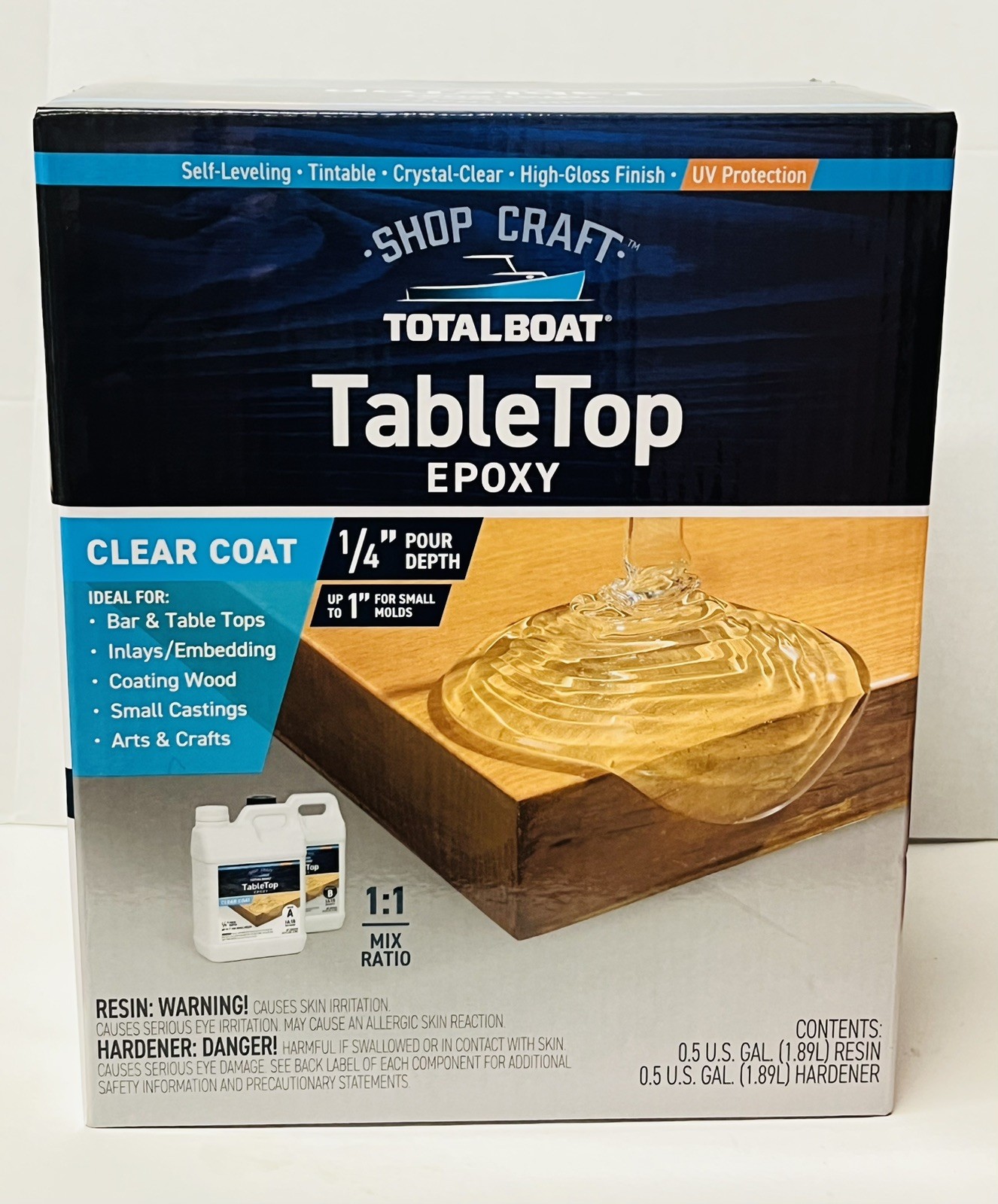 TotalBoat Table Top Epoxy Resin Kit – 1 Gallon Crystal 1-Gallon Kit, Clear U39A