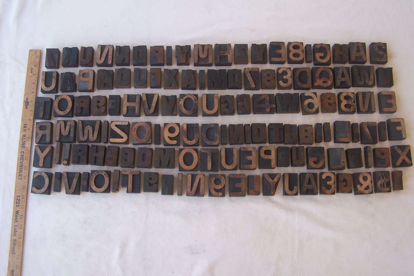 HUGE LOT! 128 Vintage Letterpress wood print typeset printing block typography