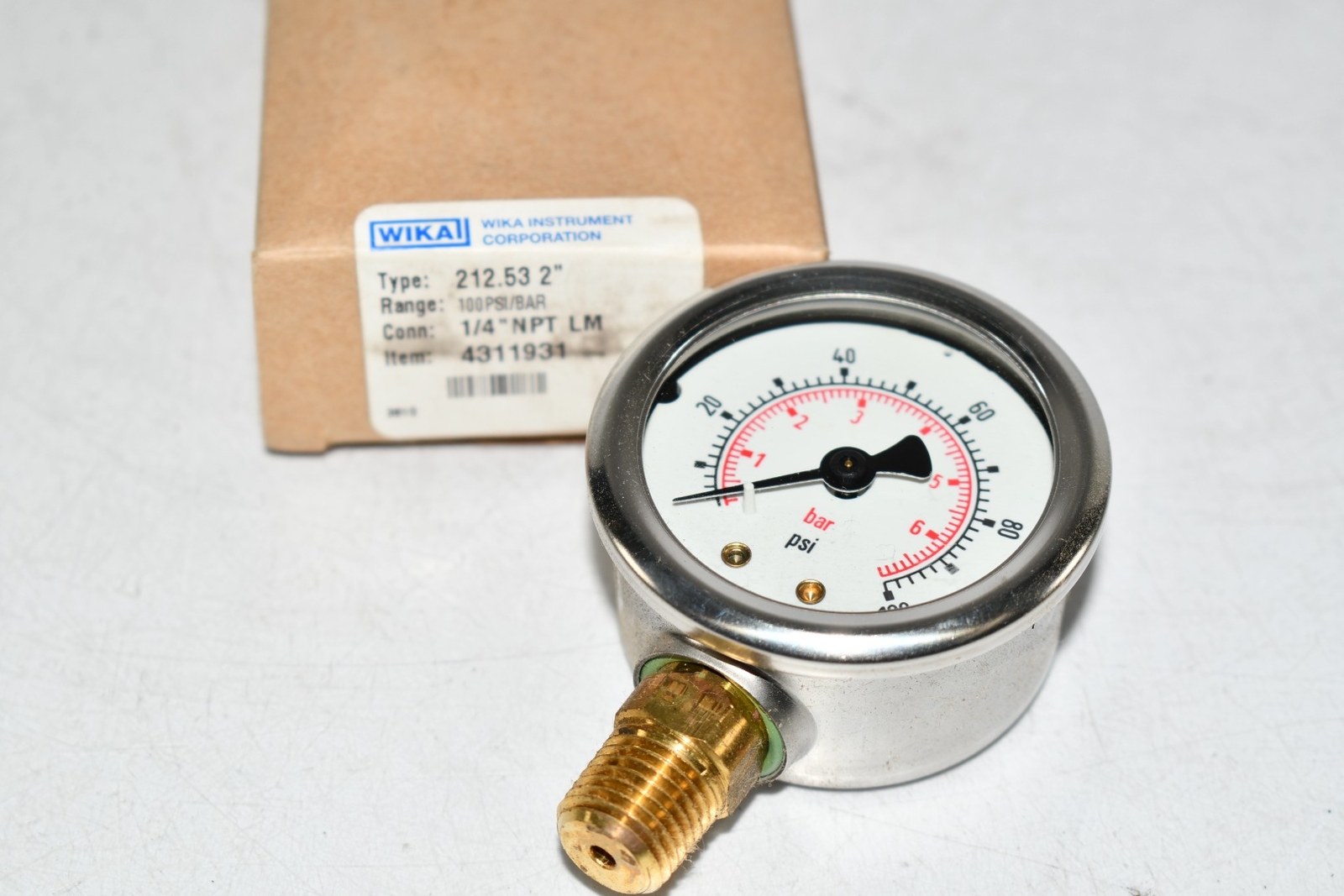 NEW WIKA 212.53 Pressure Gauge, 0-100 PSI, 2» Dial 4311931