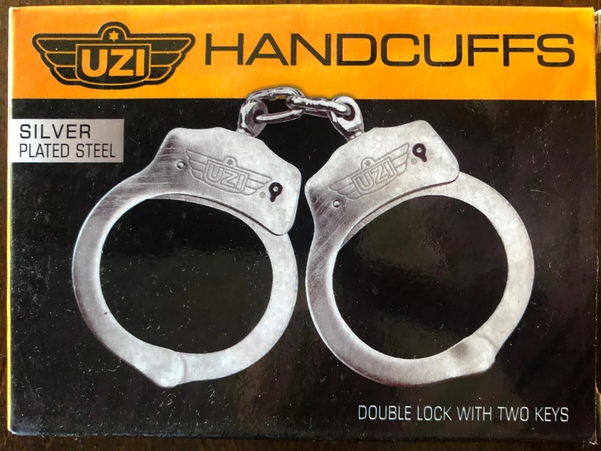 Uzi Handcuffs Silver finish HC-C-S Steel construction. Double lock w (FVS030787)