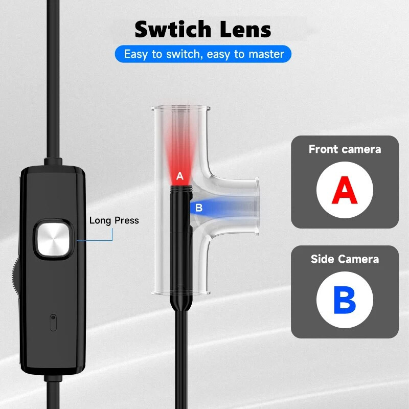 Pipe Inspection Camera Endoscope Video Sewer Drain Waterproof for iPhone Samsung