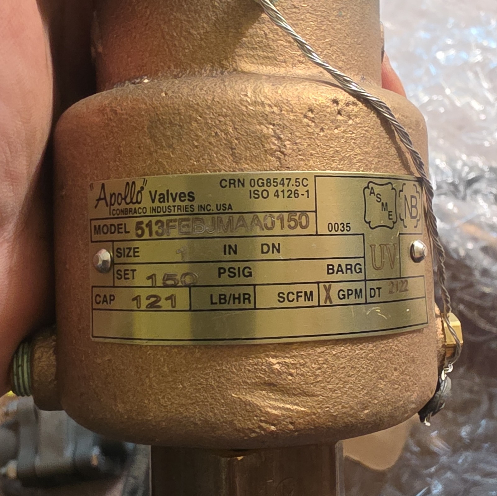 Apollo 513-FEJ-MAA-0150 Safety Relief Valve 1″ x 1/2″ 150 PSIG Bronze Manual