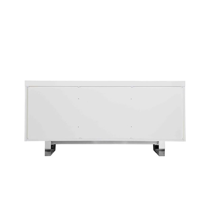 Pangea Home Sienna Modern Gloss Lacquer and Steel Metal Buffet in White