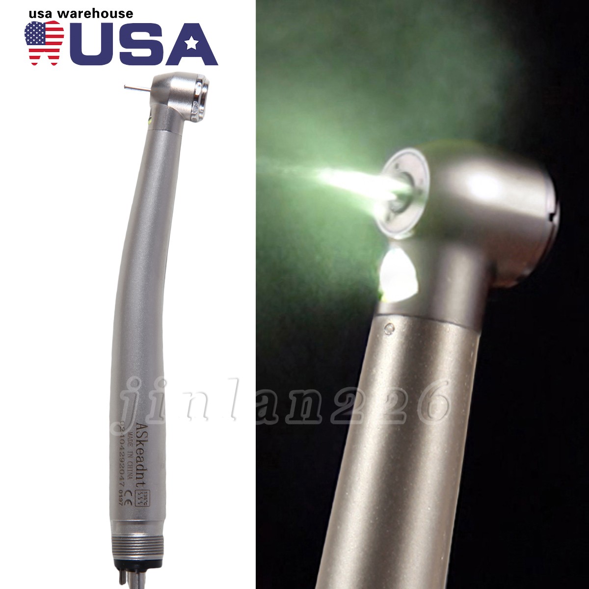Dental LED E-Generator Fiber Optic High Speed Handpiece 4 Hole NSK Style