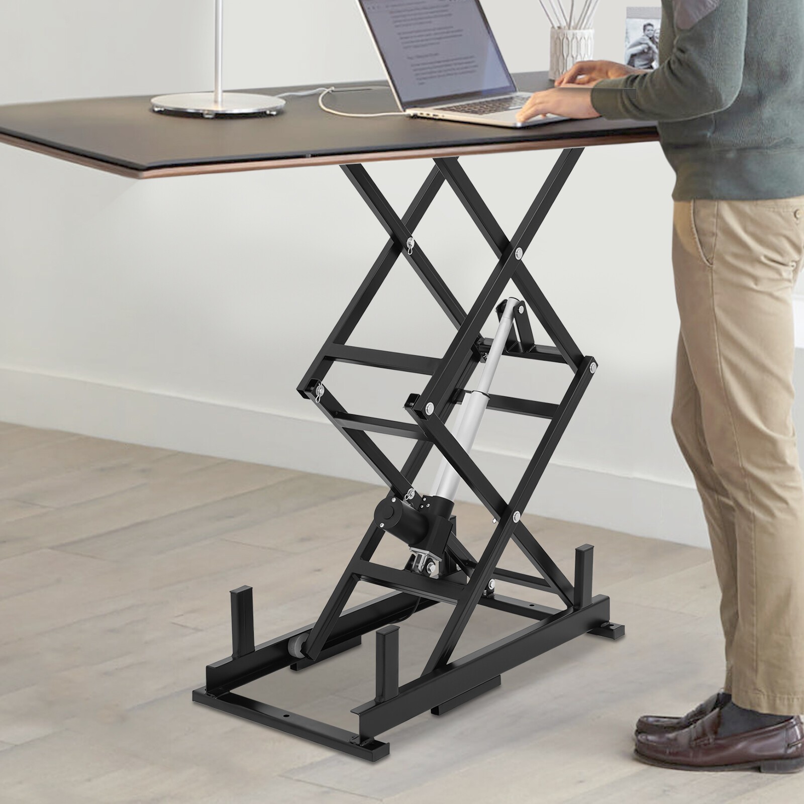 Electric Scissor Lift Table Hydraulic 180lbs Capacity Adjustable Height Foldable