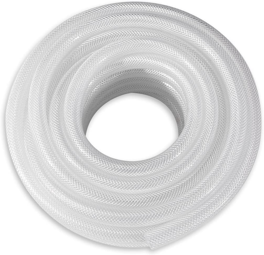 3/4 Inch ID 5 Ft Clear Reinforced PVC Braided Hose High Pressure Water Gas