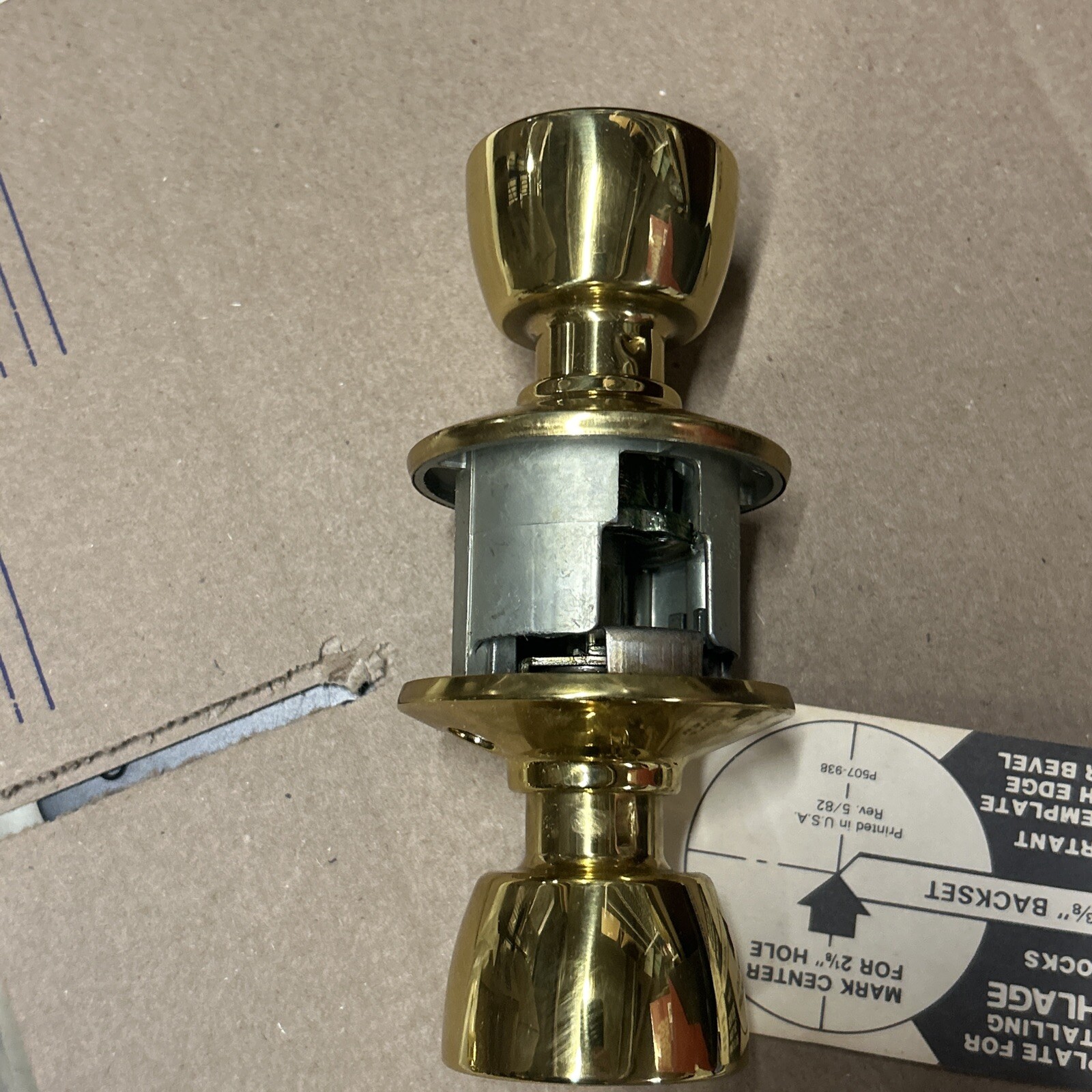 Schlage F40 BEL 605 Bell Bright Brass Privacy Bed Bath Door Knob Bathroom