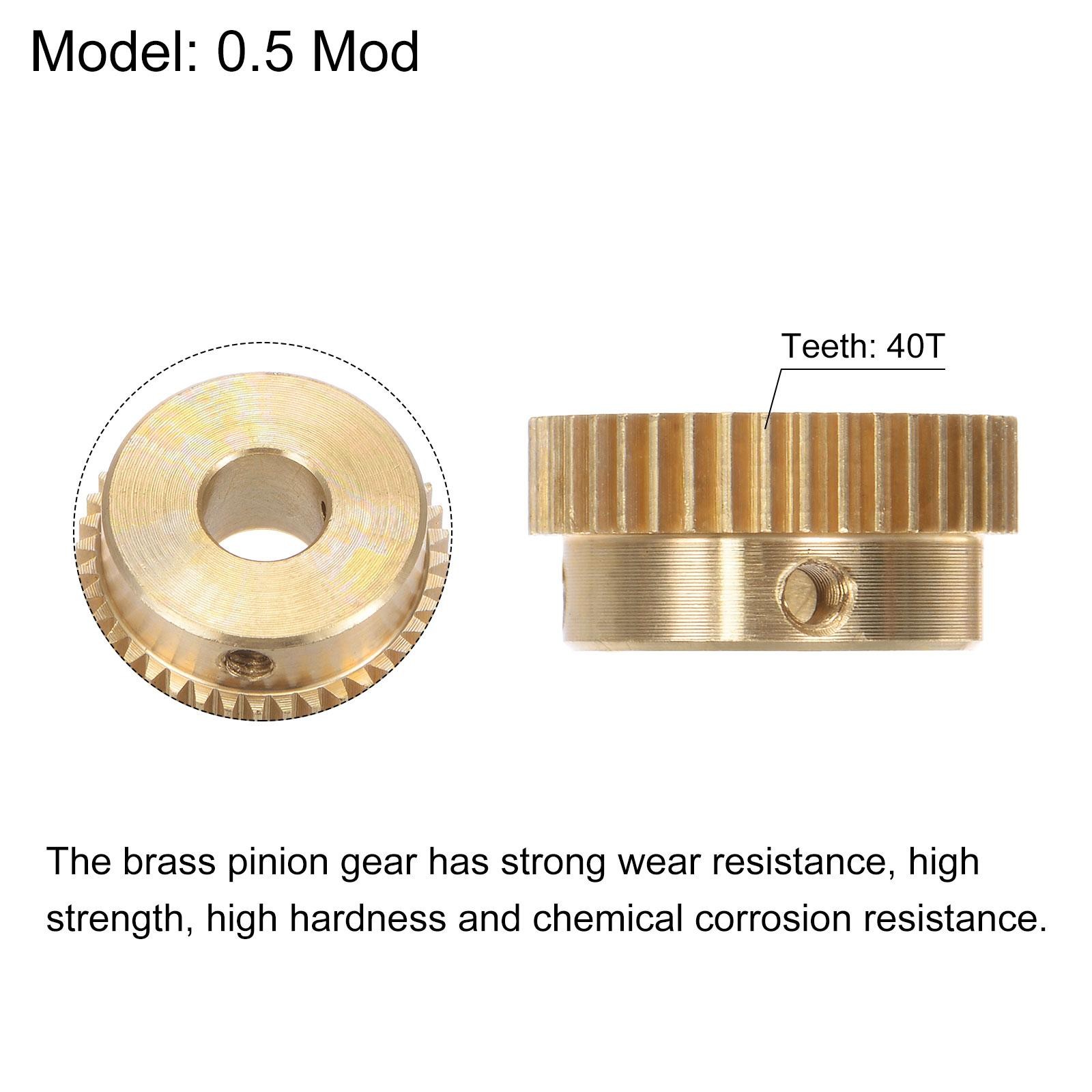 0.5 Mod 40T 6.35mm Bore 21mm Outer Dia Brass Motor Rack Pinion Gear with Screws