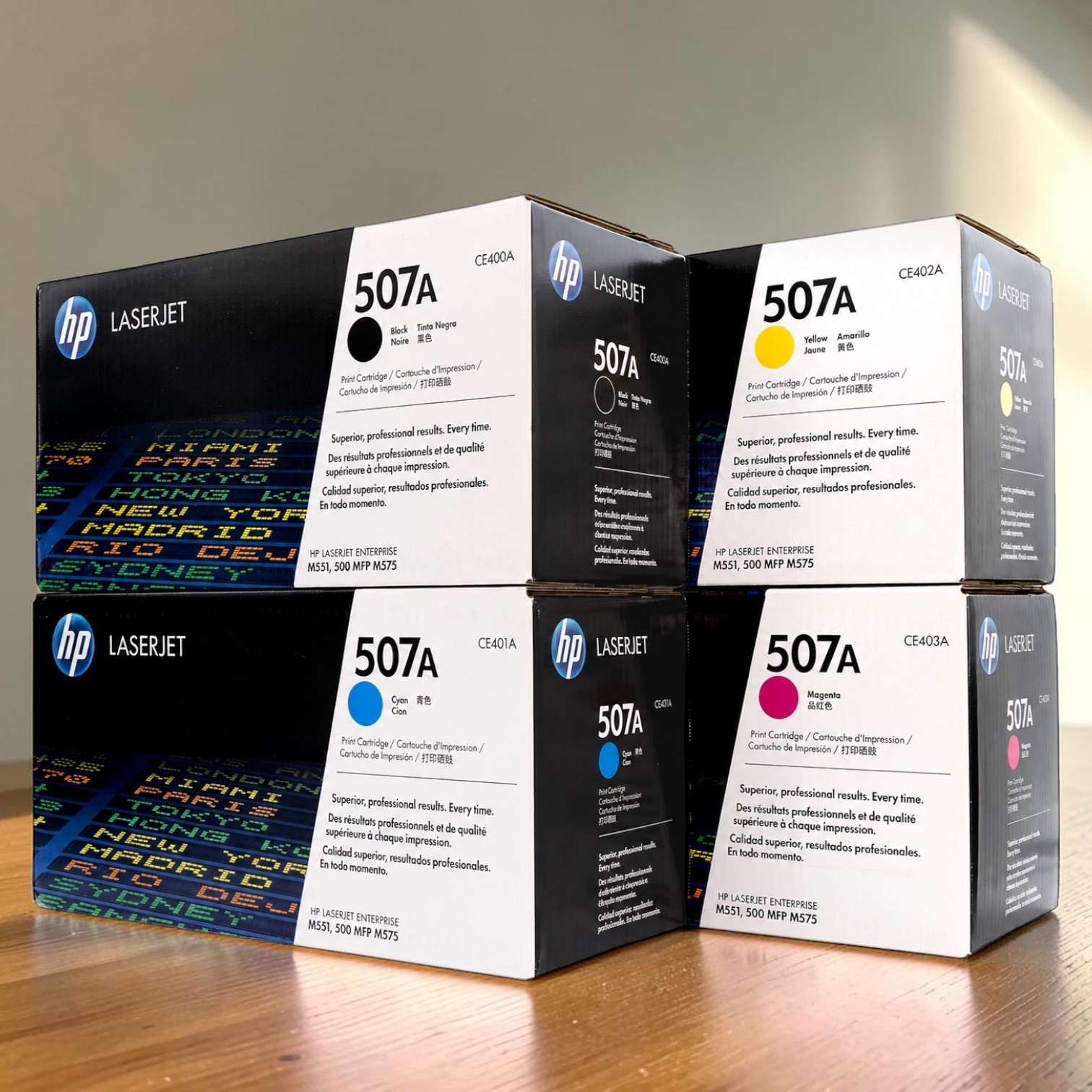 HP 507A Toner Set Genuine 4 Pack CE400A CE401A CE402A CE403A OEM CMYK Sealed Box