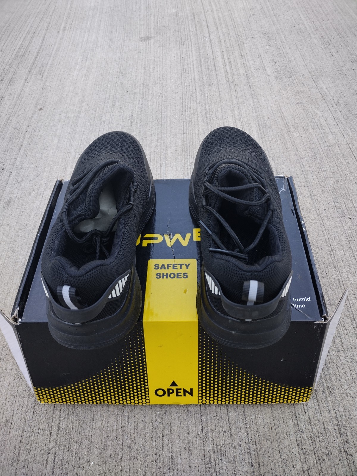 LUPWEE Safety Shoes Black Lace-Up Work Shoes w/ Box Safety Footwear size 6. e38