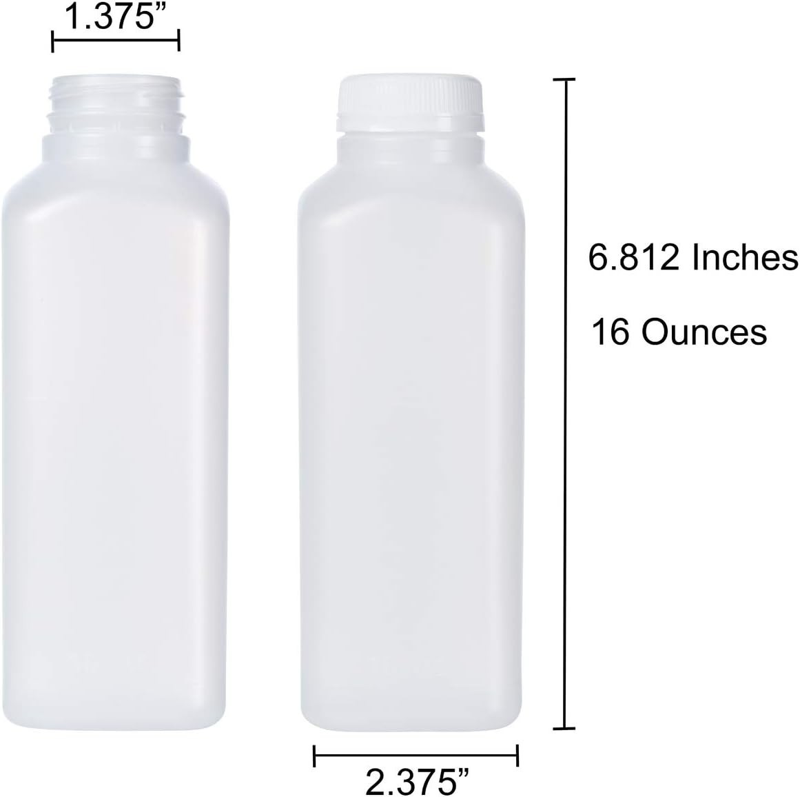 16 Oz Empty Plastic Juice Bottles with Tamper Evident Caps – 33 Pack Drink Co…