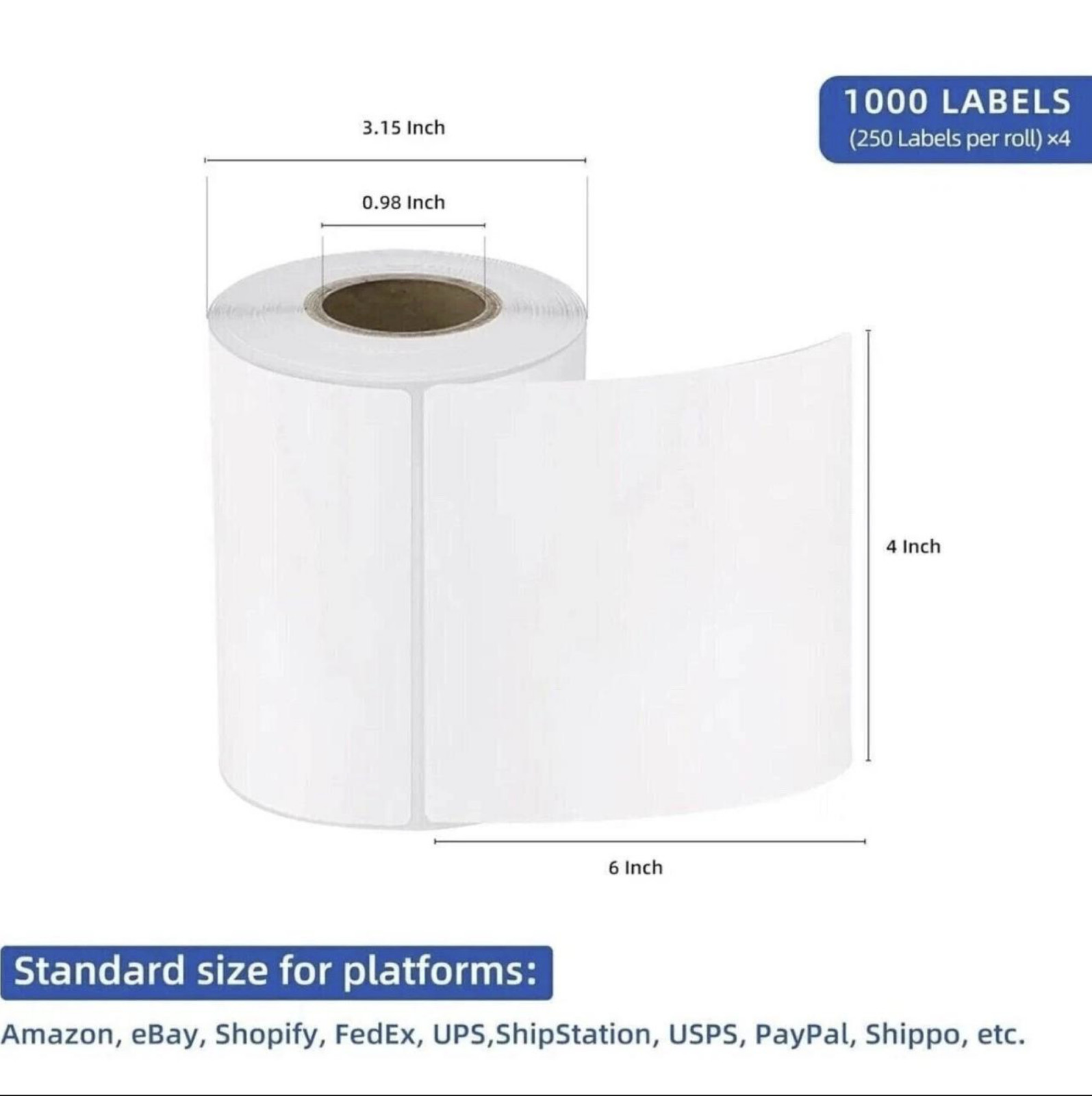 20 Rolls label 4×6 Direct Thermal Shipping 5000 labels Zebra Eltron ZP450 2844.