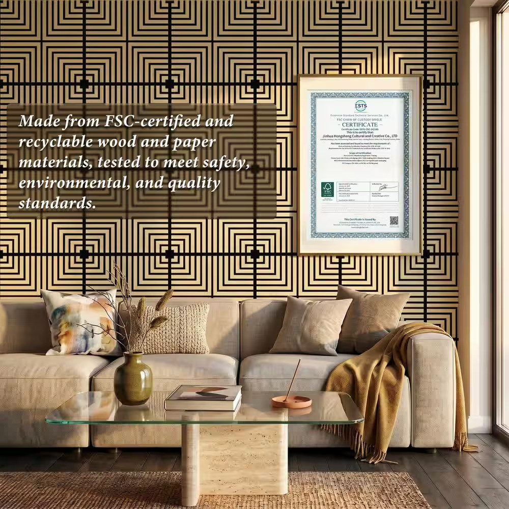 Oak 0.7 In. X 1.97 Ft. X 1.97 Ft. Geometric Acoustic Decorative Wall Paneling (4