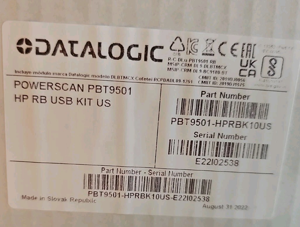 Datalogic PBT9501-HPRBK10US Barcode Scanner USB Kit +Cradle kit