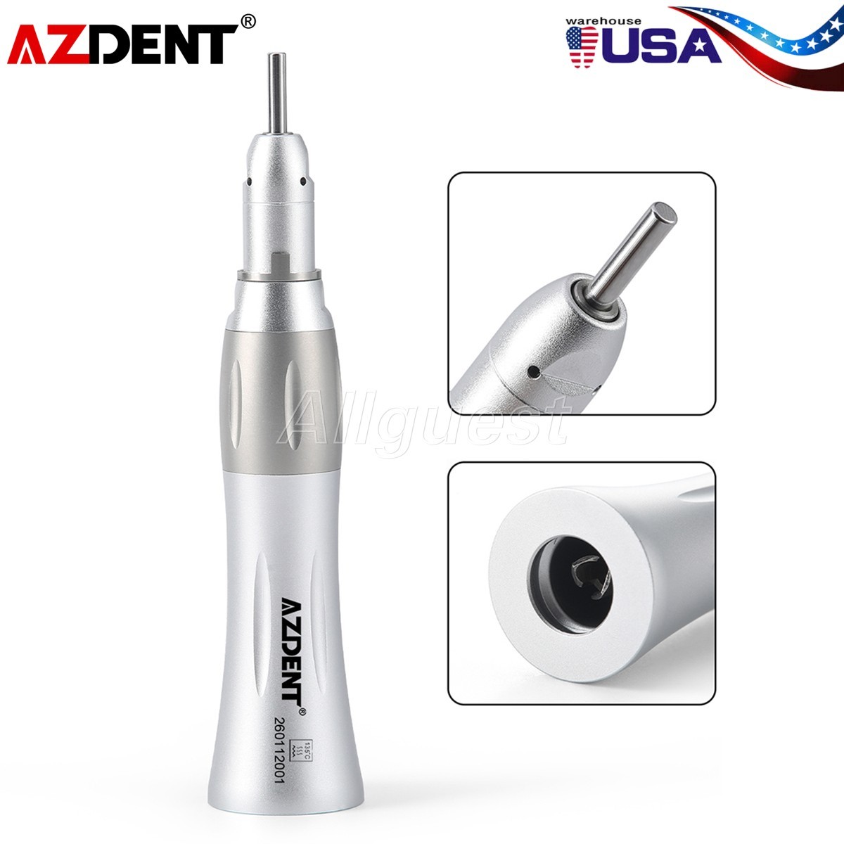 AZDENT Dental 1:1 Low Speed Straight Handpiece External Spray with Oil Nozzle