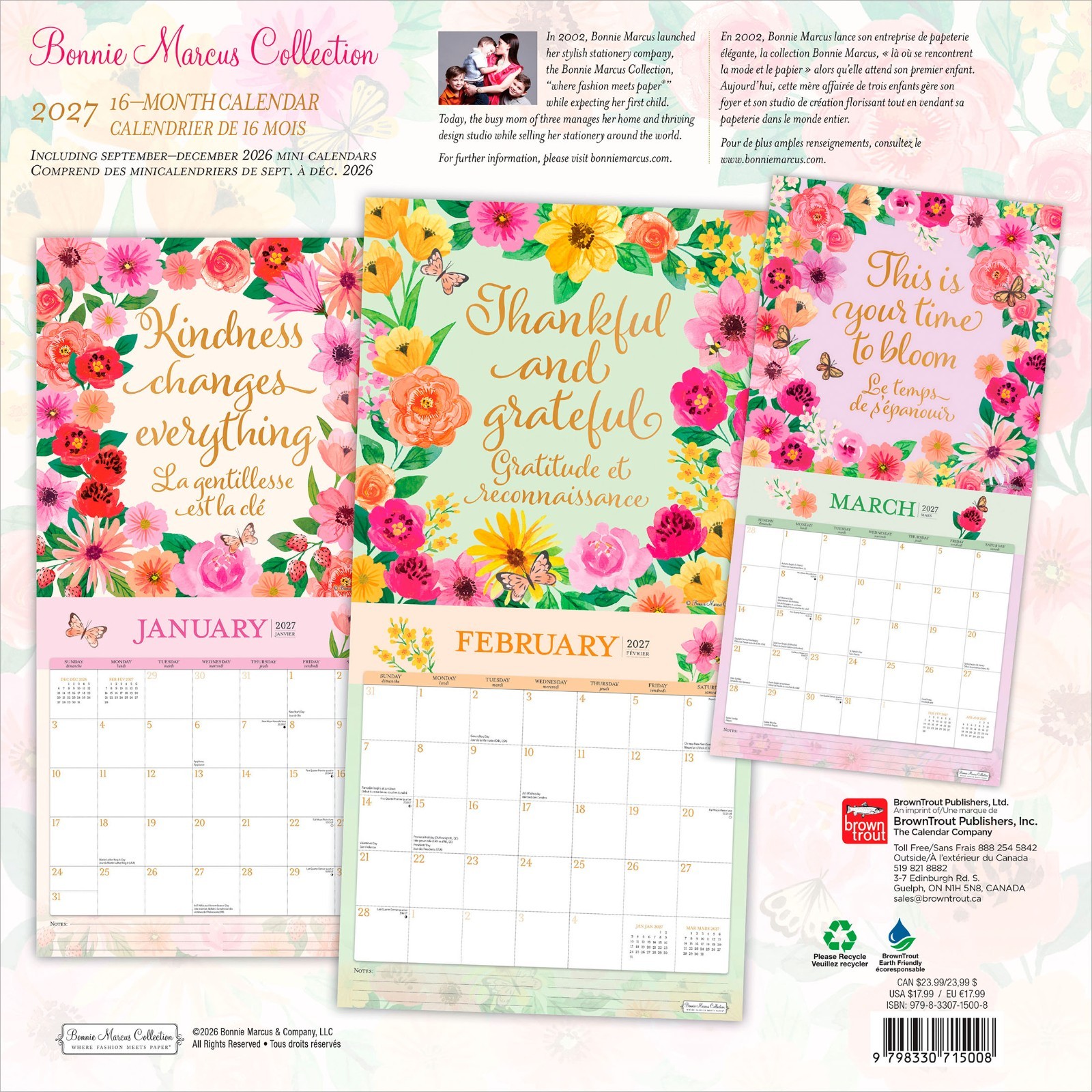 Bonnie Marcus OFFICIAL | 2027 12×24″ (Hanging) Monthly Square Wall Calendar