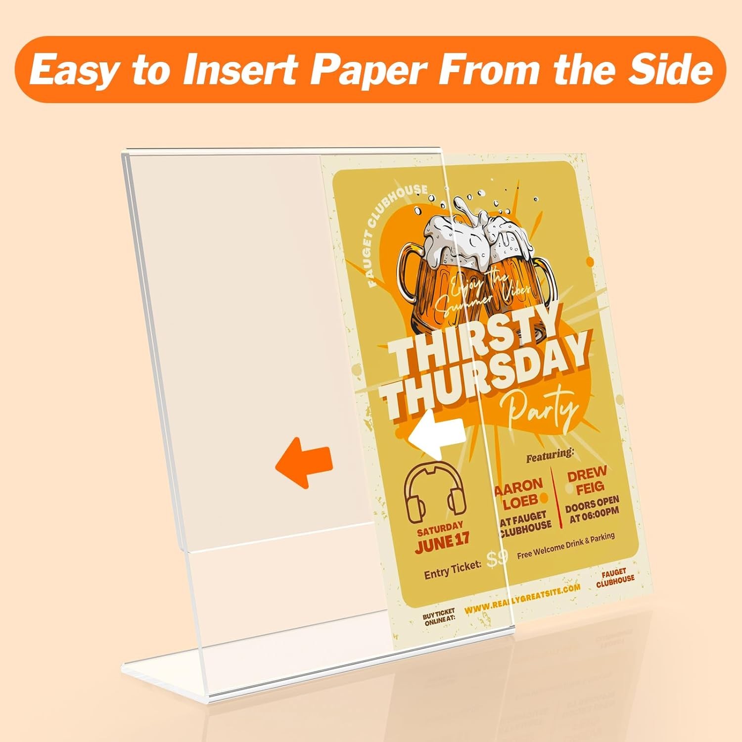 3 Pack Acrylic Sign Holder 8.5×11 Inches, Clear Display Holder, L-Shape Vertical