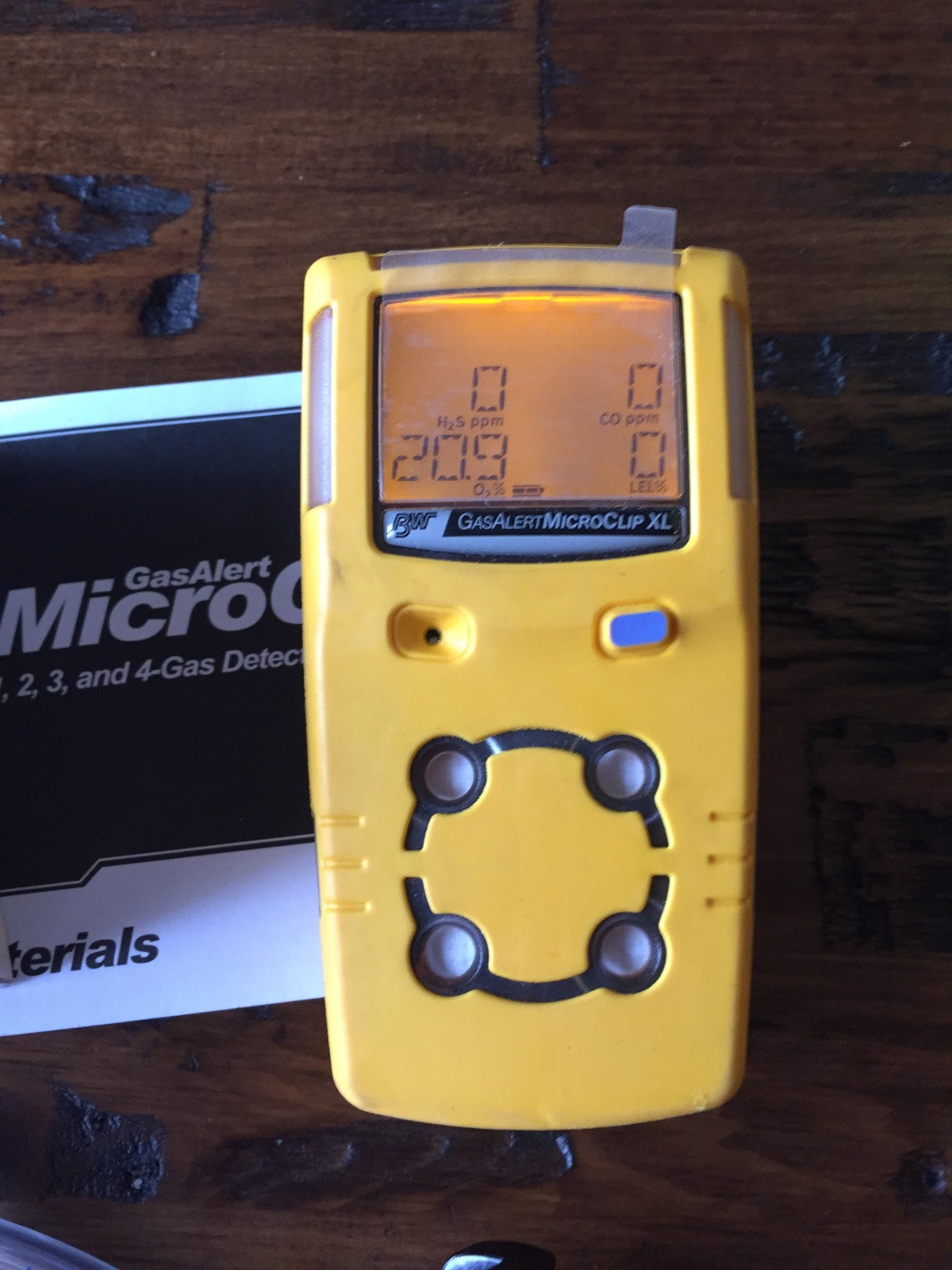 MultiGas H2S,LEL,CO,O2 MicroclipXL BW Technologies Calibrated, New Oxygen