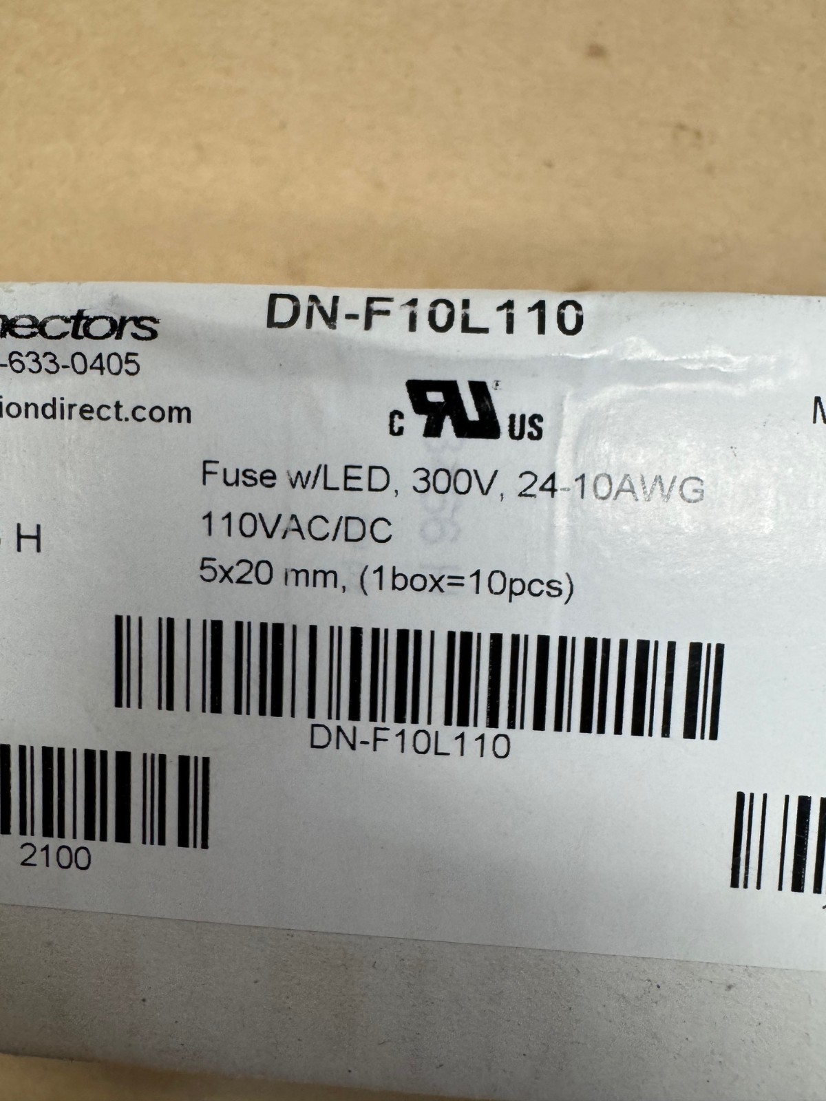 DINnectors DN-F10L110 Terminal Block Fuse w/ LED Light (10 pcs) *FACTORY SEALED*