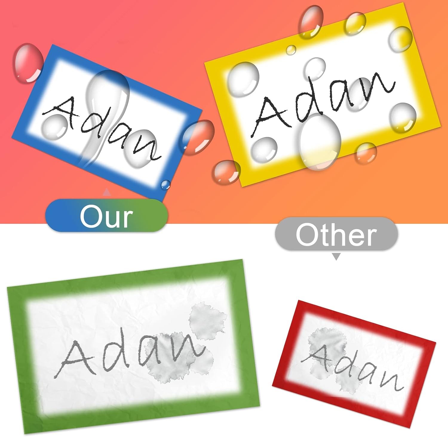 Colorful Plain Name Tag Labels – 200 Stickers, 3.5 X 2.25 Inch, Colorful Borders