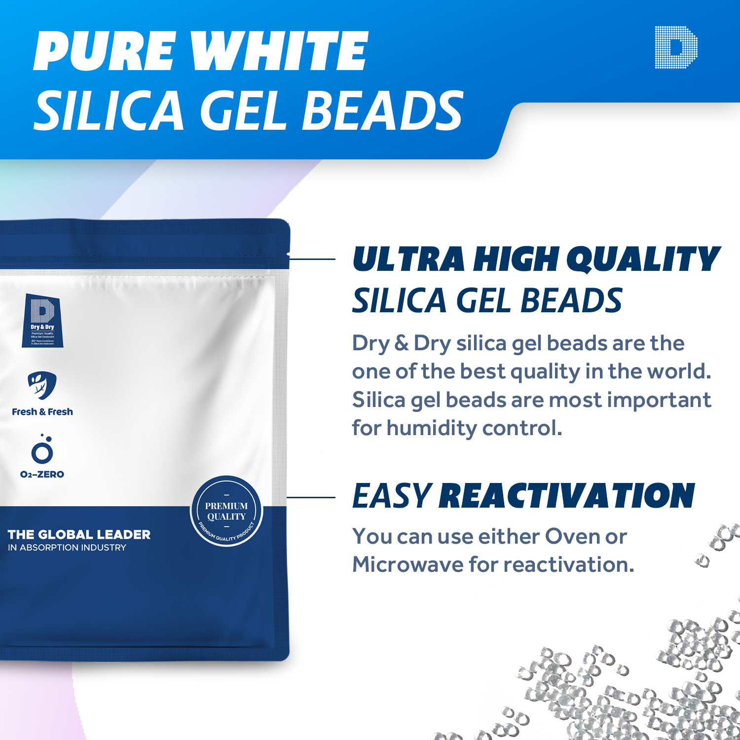 5 LBS «Dry & Dry» High Quality Pure White Silica Gel Desiccant Beads