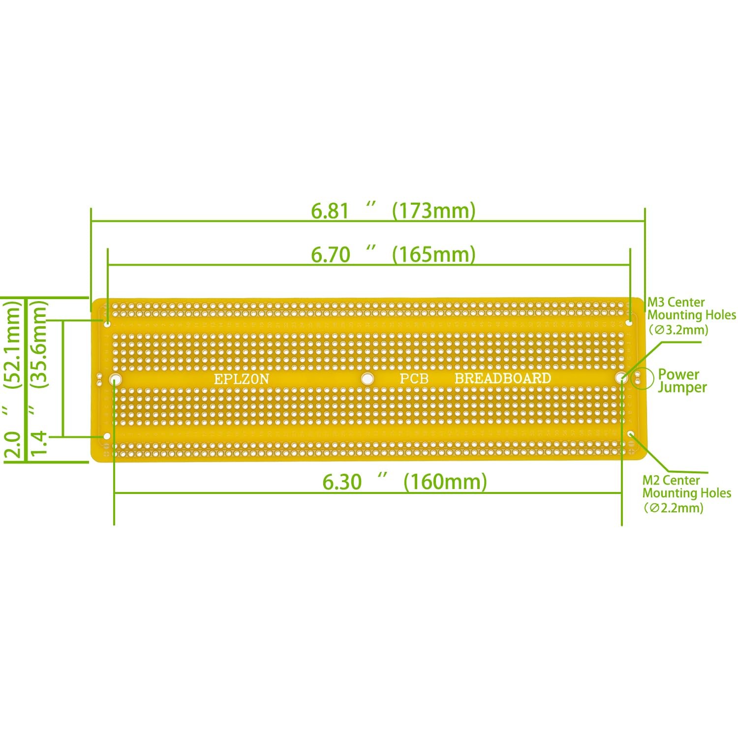 6.8×2.05 Solderable Breadboard PCB Prototype Board Kit Yellow El Color: Yellow
