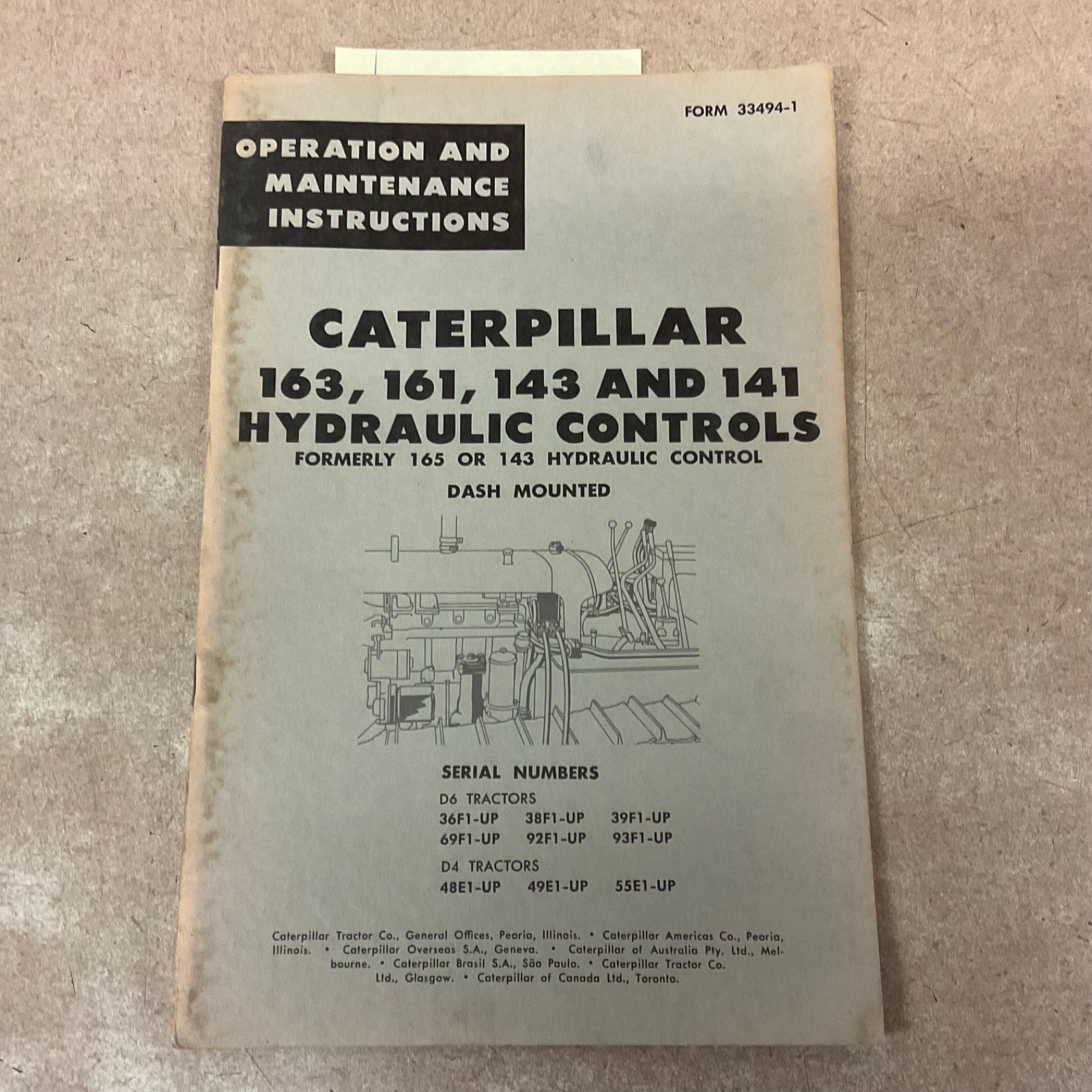CAT Caterpillar 141 143 161 163 HYDRAULIC CONTROL OPERATION & MAINTENANCE MANUAL