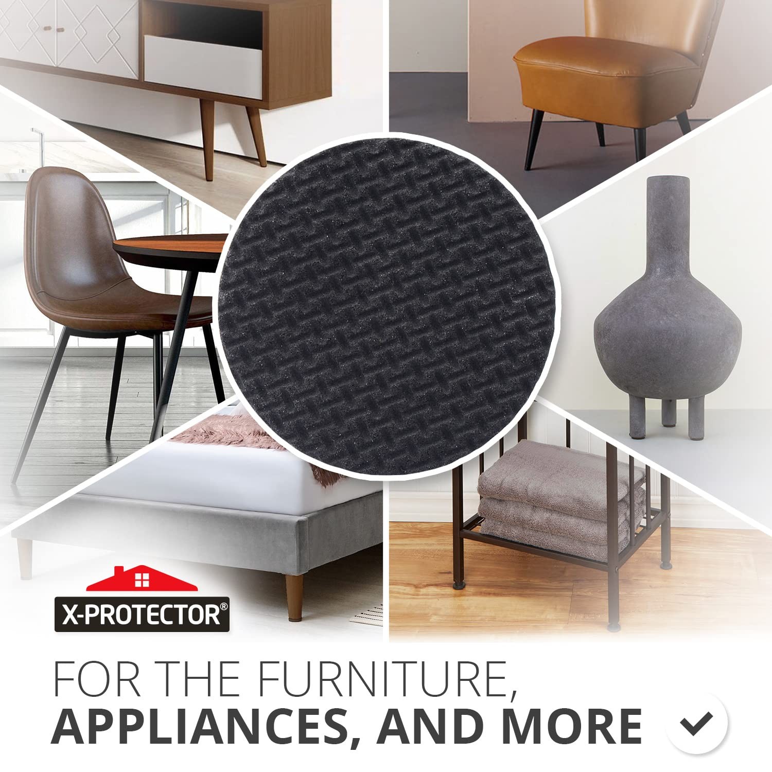 X-PROTECTOR Non Slip Furniture Pads – 8 pcs Premium 8 Round 2″, Black / Brown
