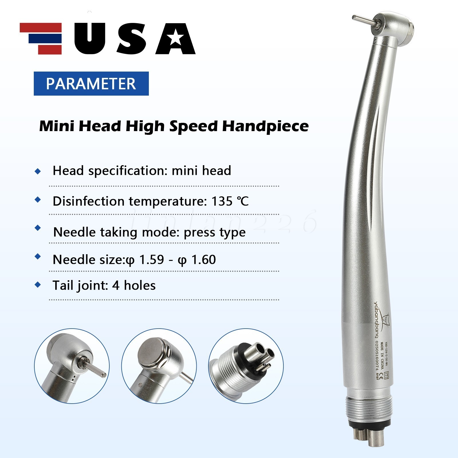 Dental High Speed Handpiece Small Mini Head Turbine 4 Hole Fit NSK