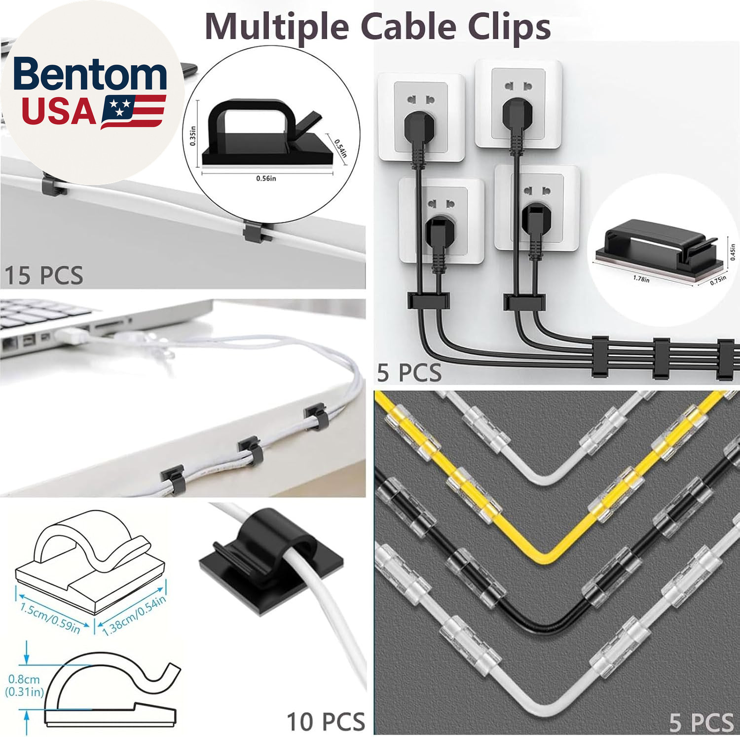 327 PCS Cable Management Kit 4 Cable Cable Sleeves,65 Cable Clips with 13Cord Ho